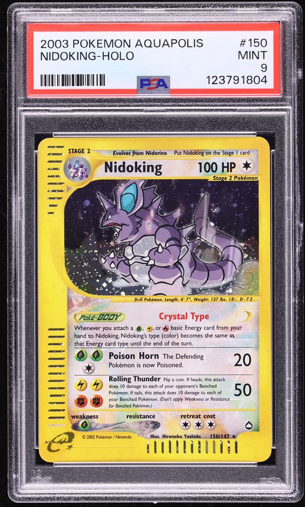 2003 Pokemon Aquapolis Holo Crystal Nidoking #150 PSA 9 MINT