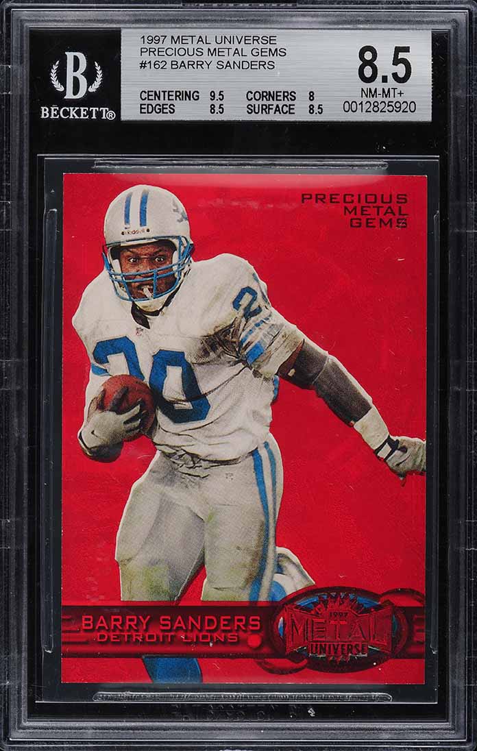 1997 Metal Universe Precious Metal Gems PMG Red Barry Sanders /150 #162 BGS 8.5