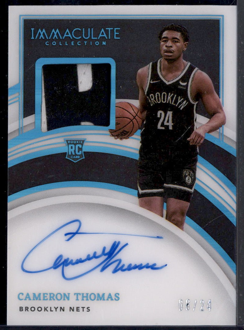 2021 Immaculate Collection Rookie Patch Auto Jersey Number Cameron Thomas RC /24
