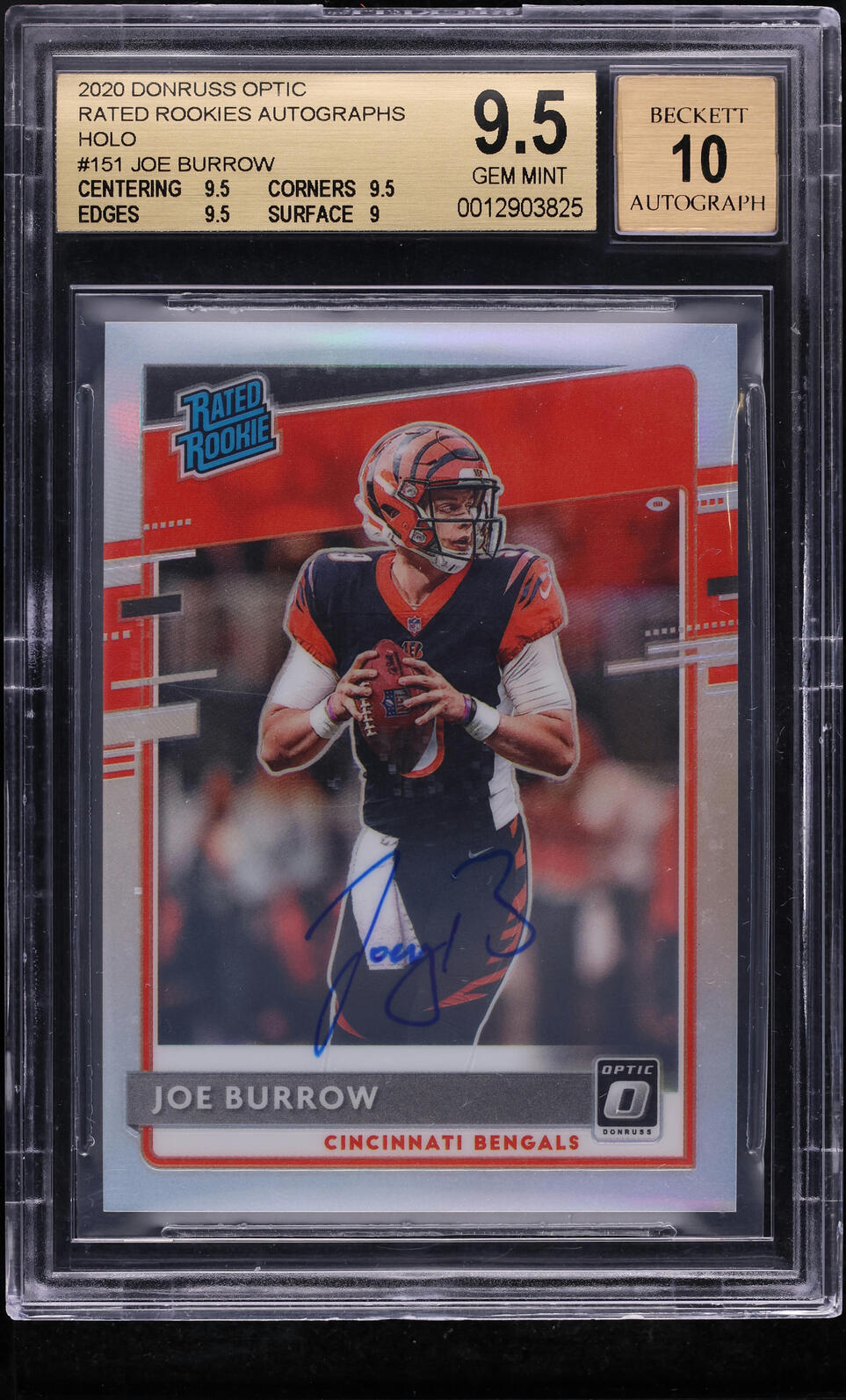 2020 Donruss Optic Rated Holo Joe Burrow ROOKIE AUTO /99 #151 BGS 9.5 GEM MINT