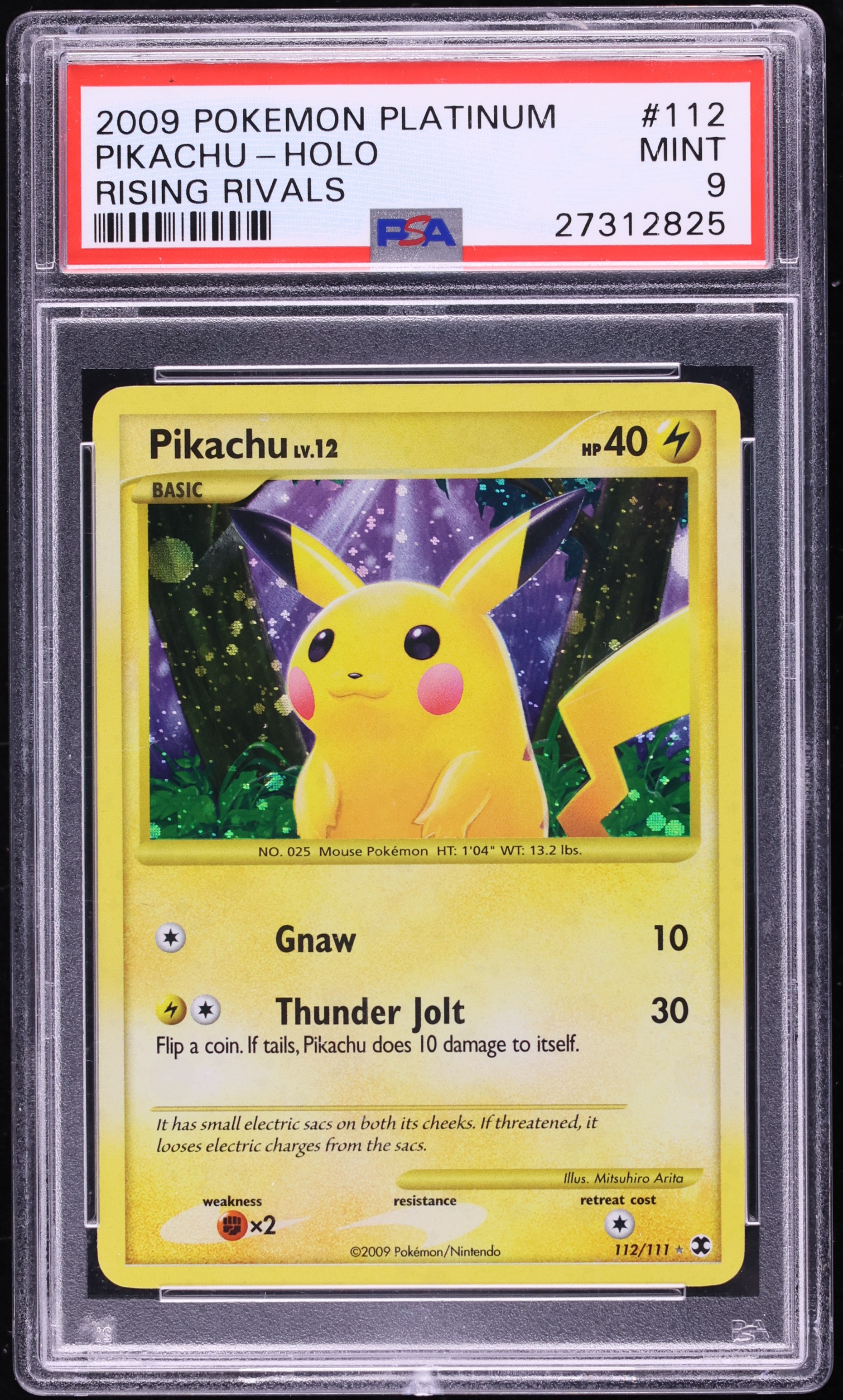 2009 Pokemon Platinum Rising Rivals Holo Pikachu #112 PSA 9 MINT