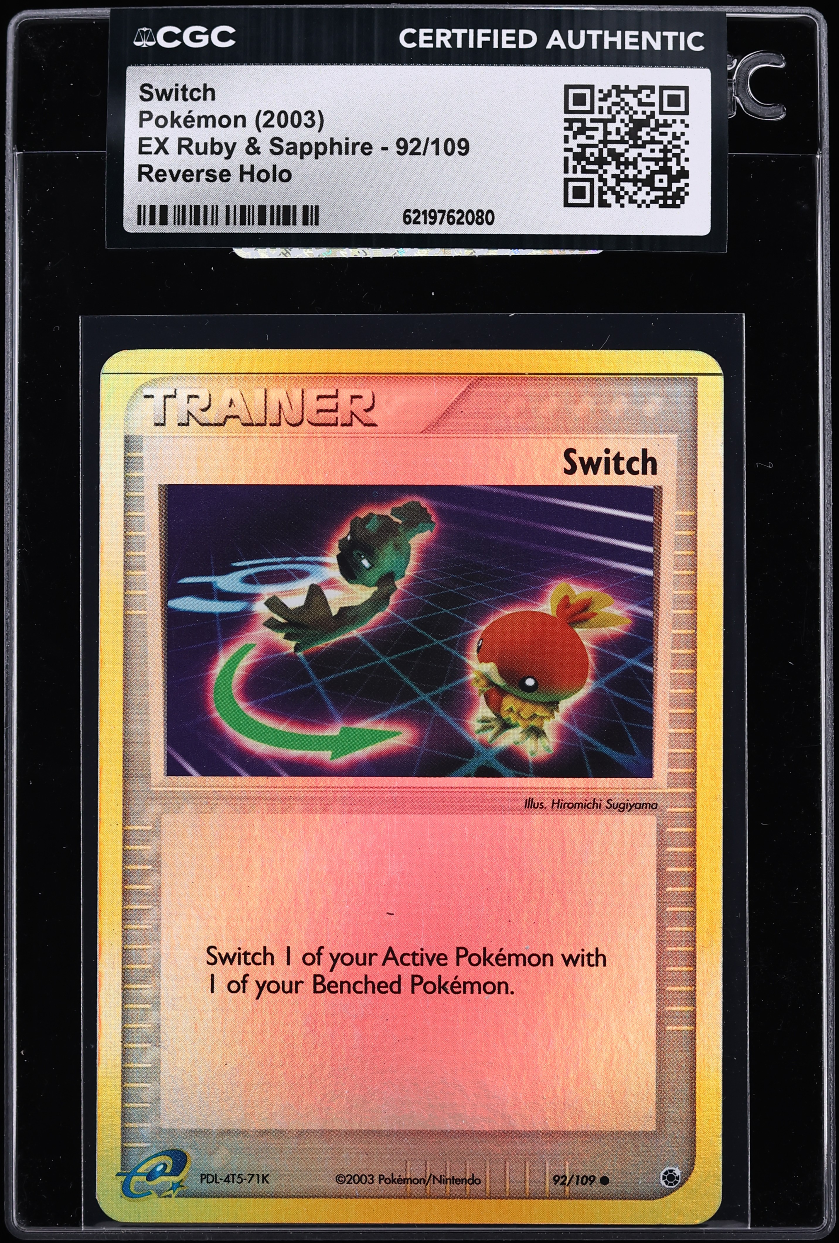 2003 Pokemon Ex Ruby & Sapphire Reverse Holo Switch #92 CGC AUTH