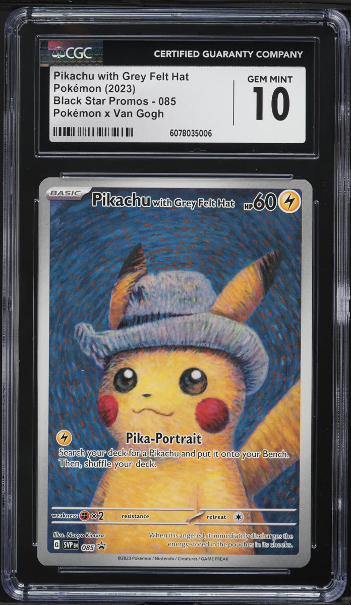 2023 Pokemon SV Black Star Van Gogh Full Art Pikachu With Grey Felt Hat CGC 10