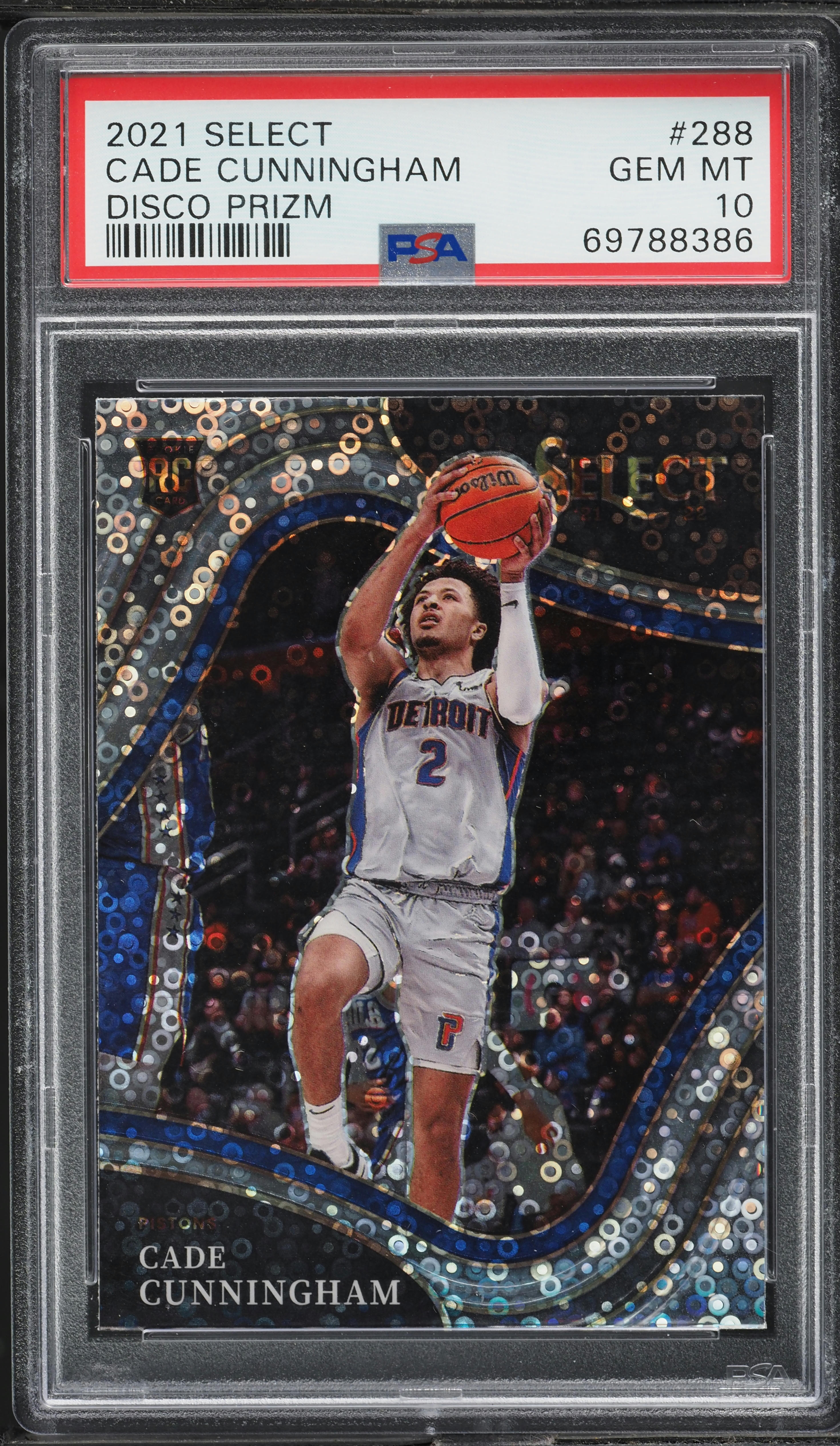 2021 Select Courtside Disco Prizm Cade Cunningham ROOKIE #288 PSA 10 GEM MINT
