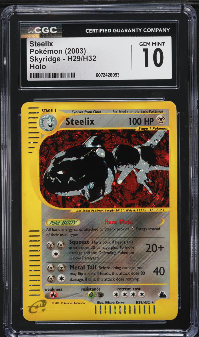 2003 Pokemon Skyridge Holo Steelix #H29 CGC 10 GEM MINT