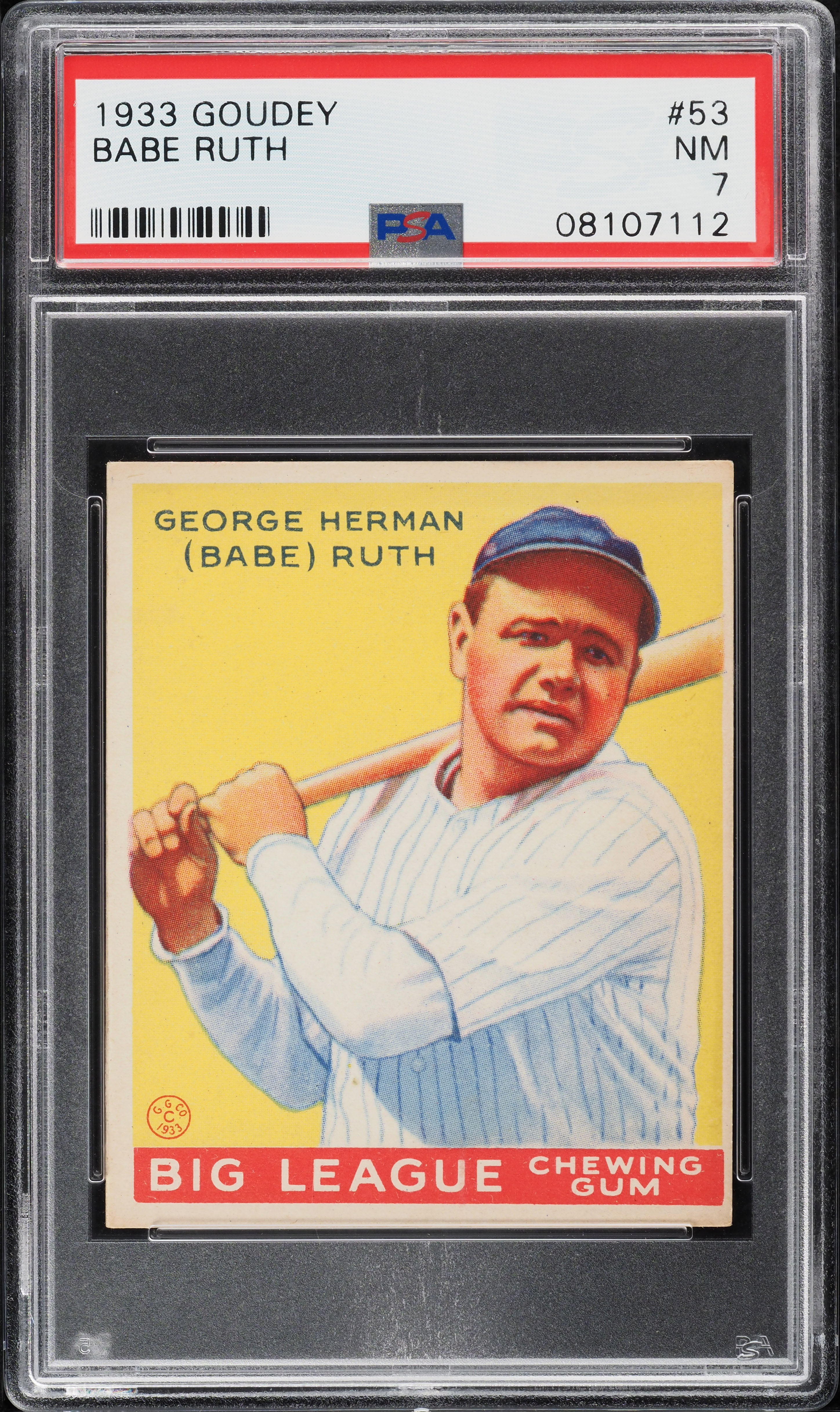 1933 Goudey Babe Ruth #53 PSA 7 NRMT