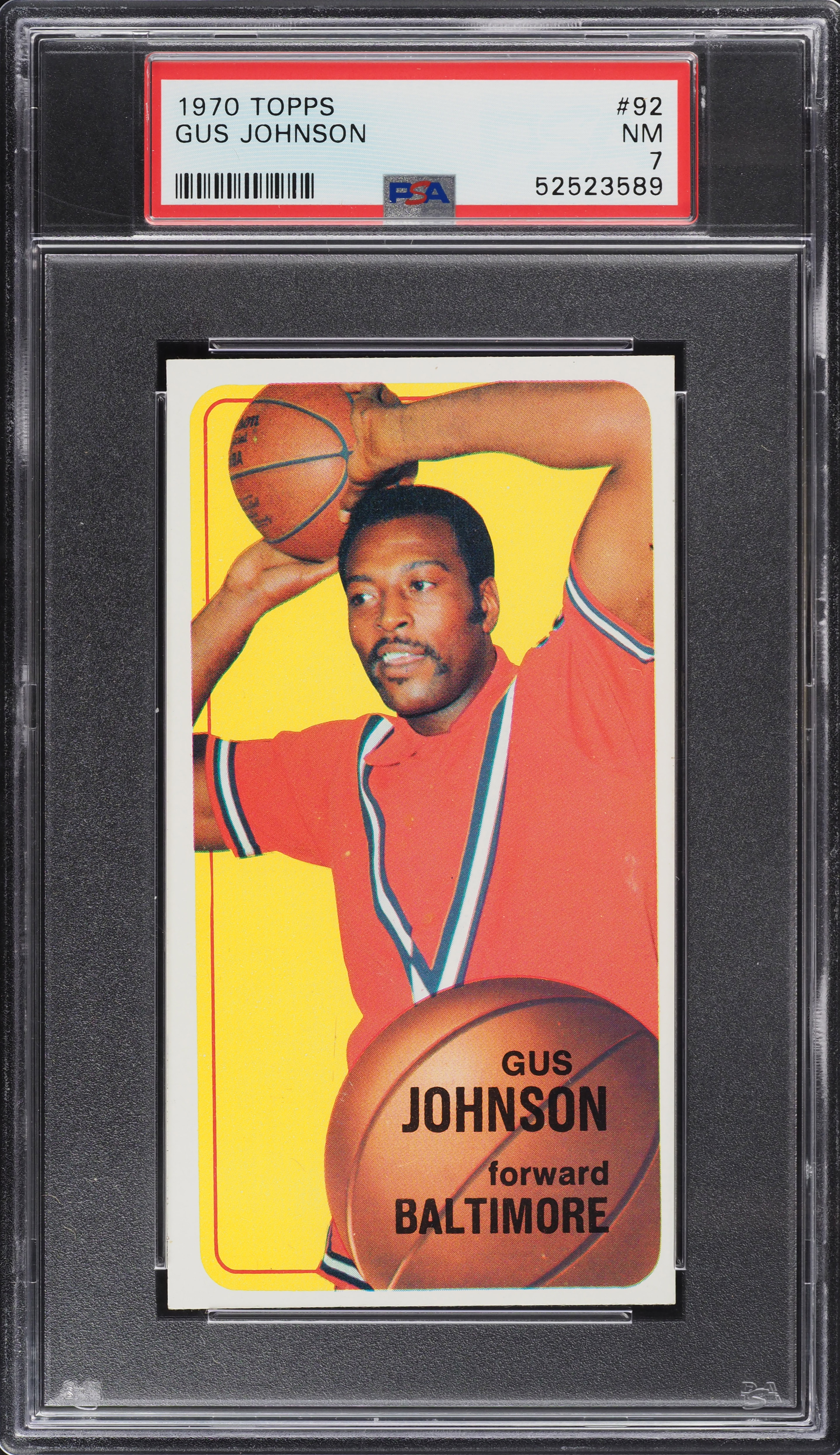 1970 Topps Basketball Gus Johnson #92 PSA 7 NRMT