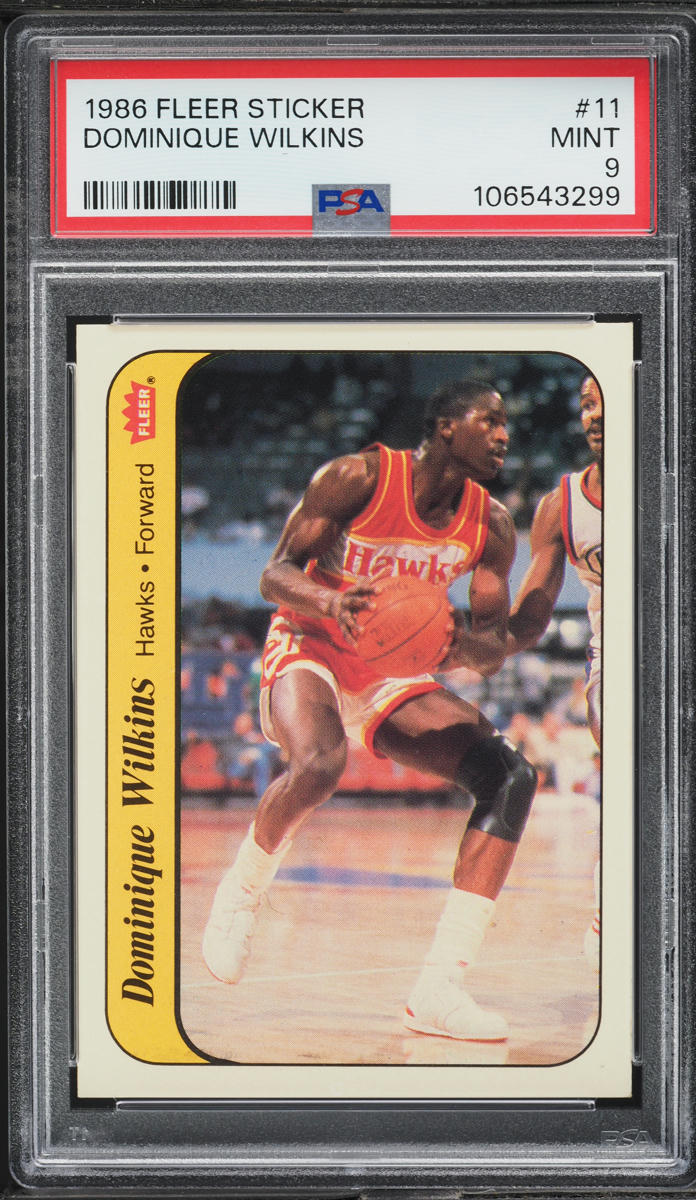 1986 Fleer Sticker Dominique Wilkins ROOKIE #11 PSA 9 MINT