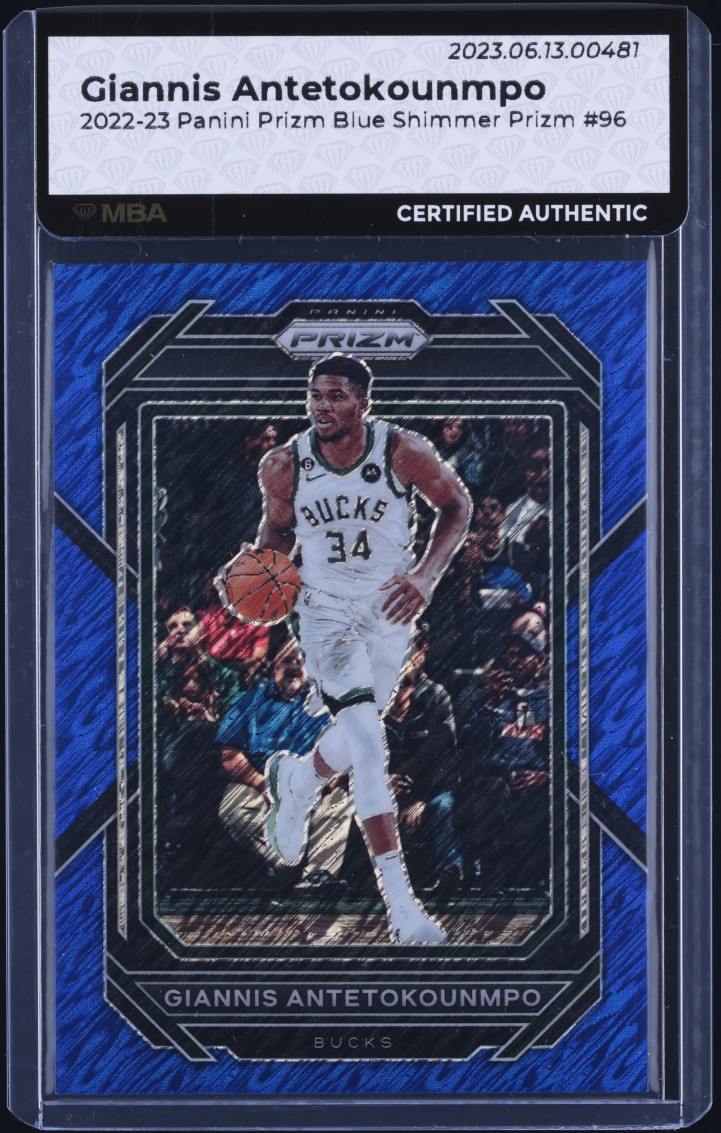 2022 Panini Prizm Blue Shimmer Giannis Antetokounmpo /35 #96 MBA AUTH