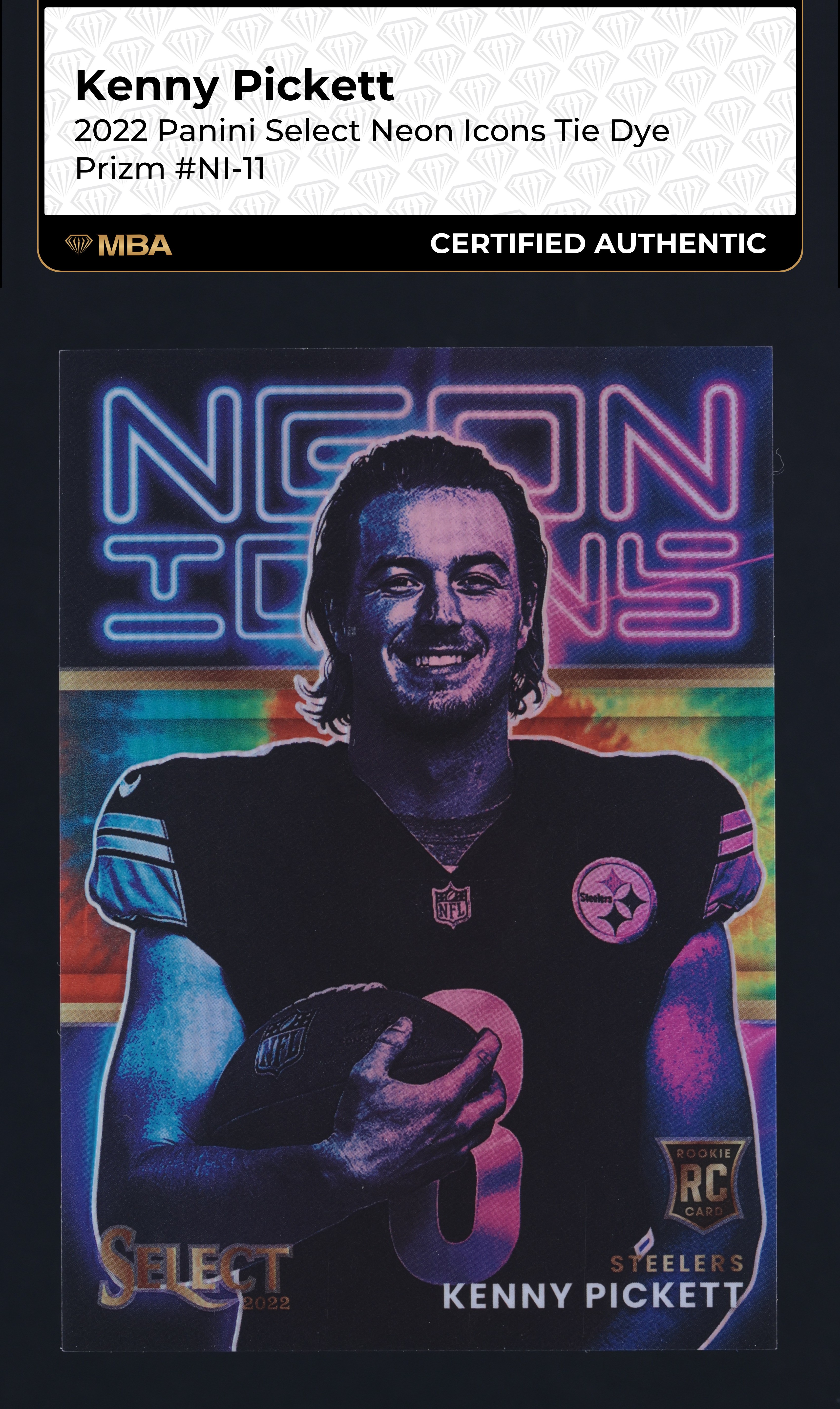 2022 Select Neon Icons Tie-Dye Prizm Kenny Pickett ROOKIE 1/25 #NI-11 MBA AUTH