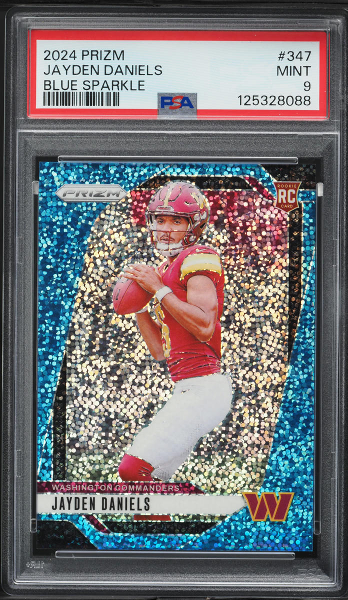 2024 Panini Prizm Blue Sparkle Jayden Daniels ROOKIE /96 #347 PSA 9 MINT