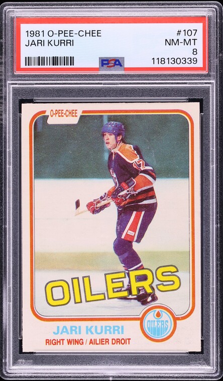 1981 O-Pee-Chee Hockey Jari Kurri ROOKIE #107 PSA 8 NM-MT