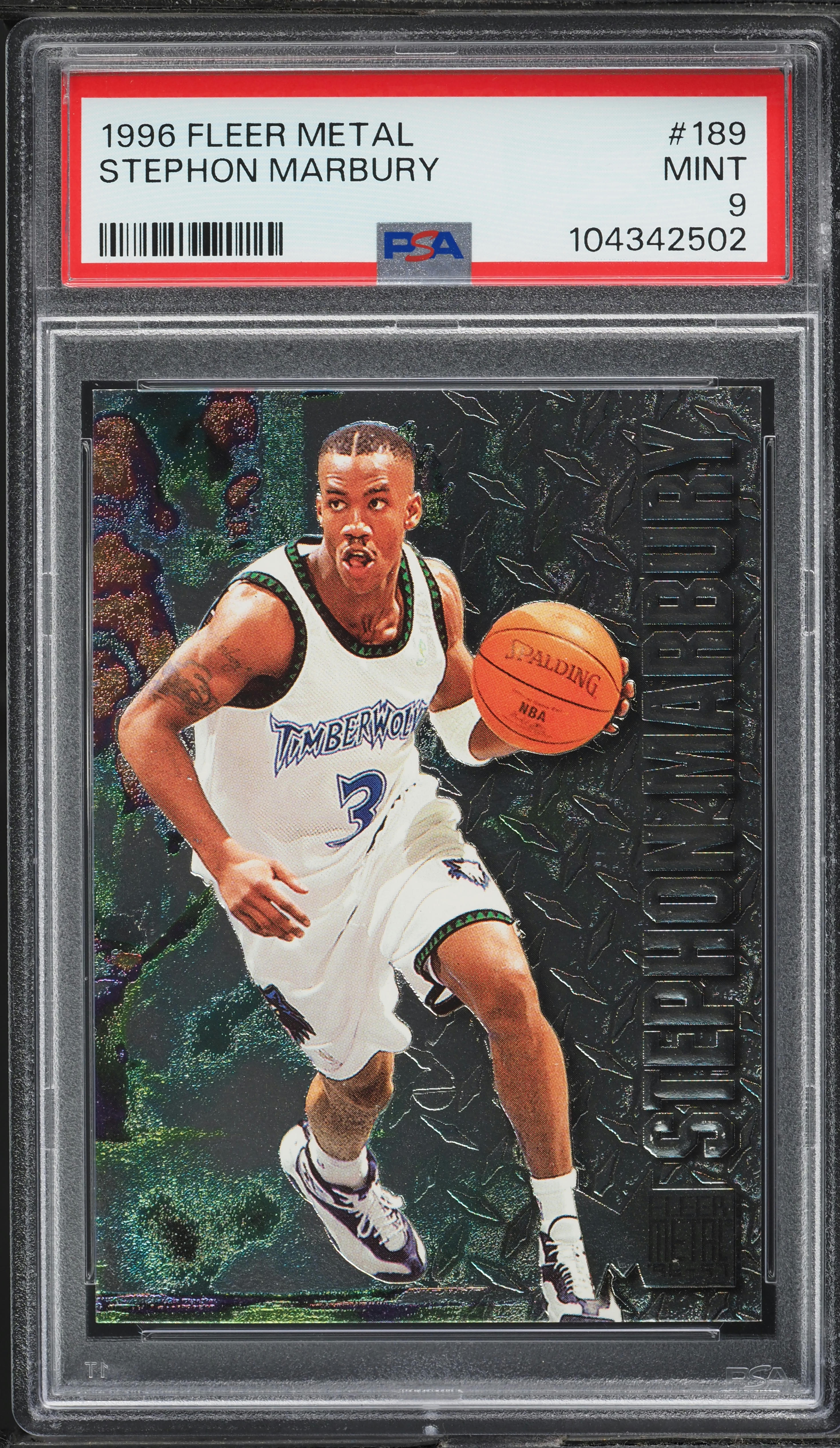 1996 Metal Basketball Stephon Marbury ROOKIE #189 PSA 9 MINT
