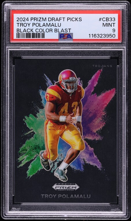 2024 Panini Prizm Draft Picks Black Colorblast Troy Polamalu #CB33 PSA 9 MINT