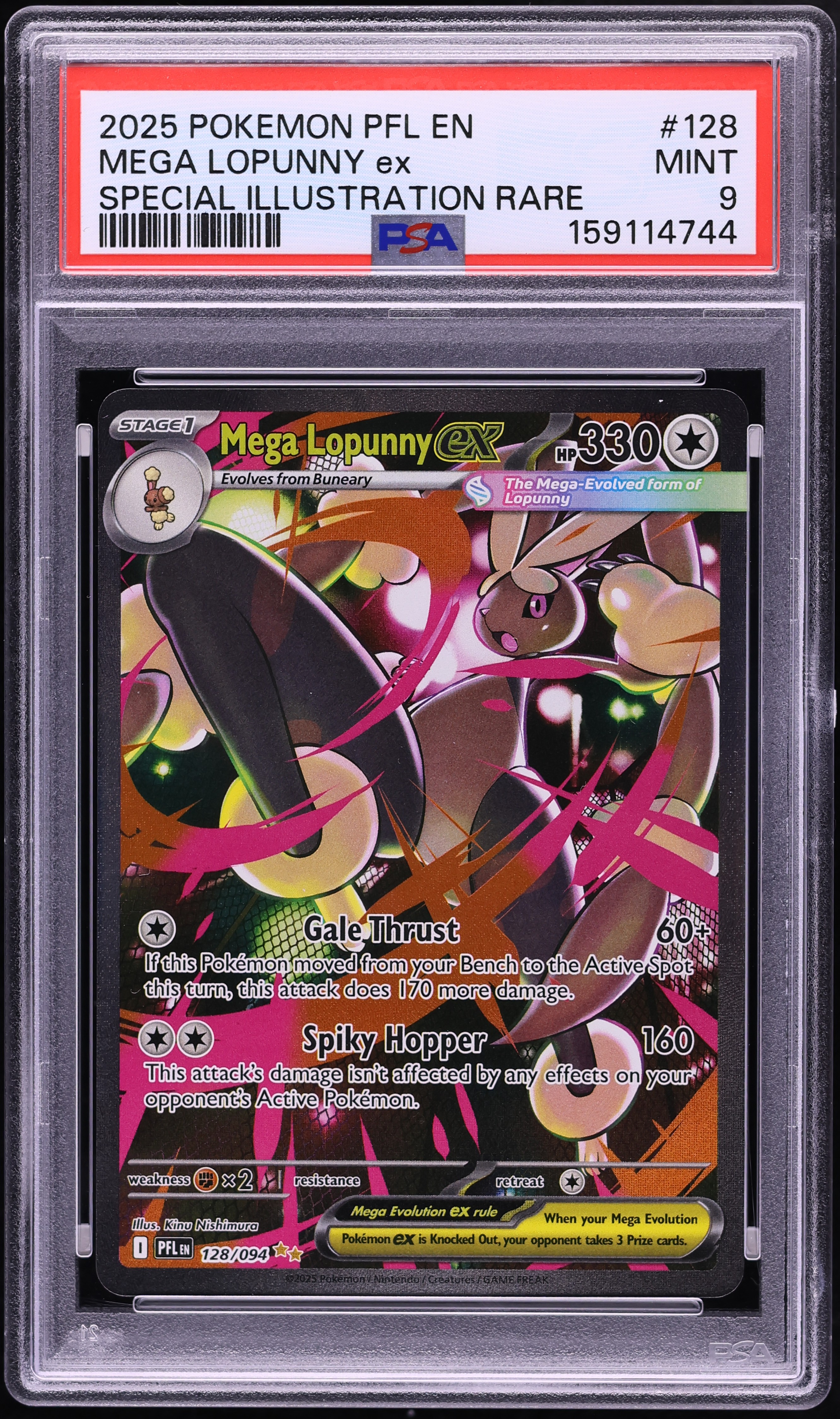 2025 Pokemon Mega Evolution Phantasmal Flames SIR Mega Lopunny ex #128 PSA 9 MINT