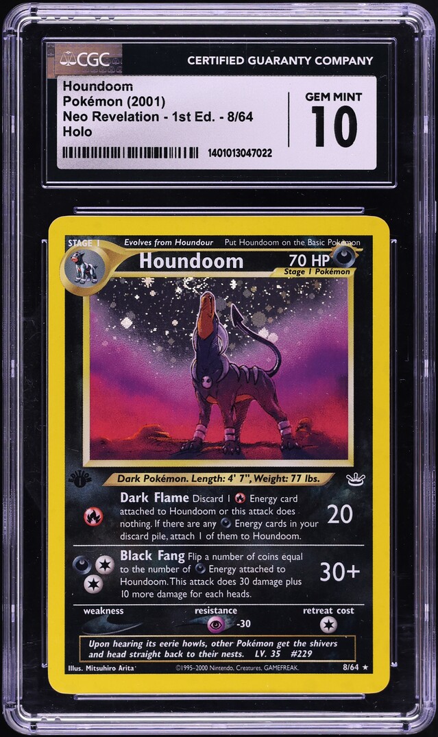 2001 Pokemon Neo Revelation 1st Edition Holo Houndoom #8 CGC 10 GEM MINT