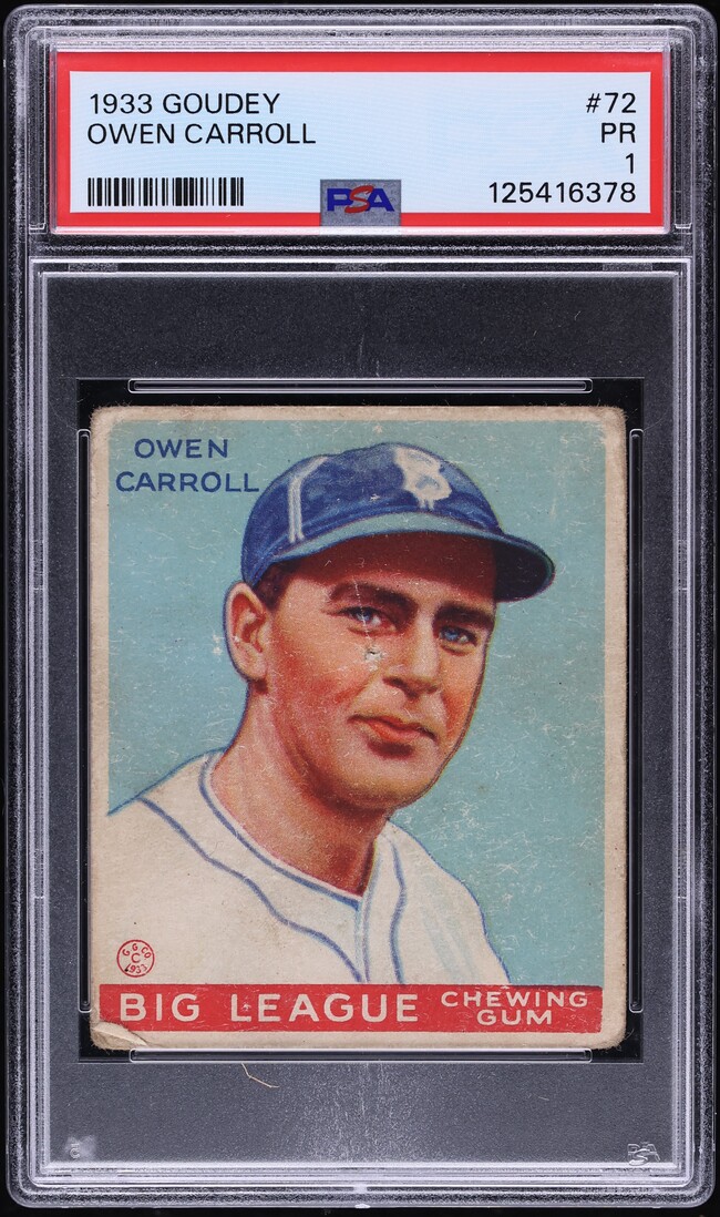 1933 Goudey Owen Carroll #72 PSA 1 PR