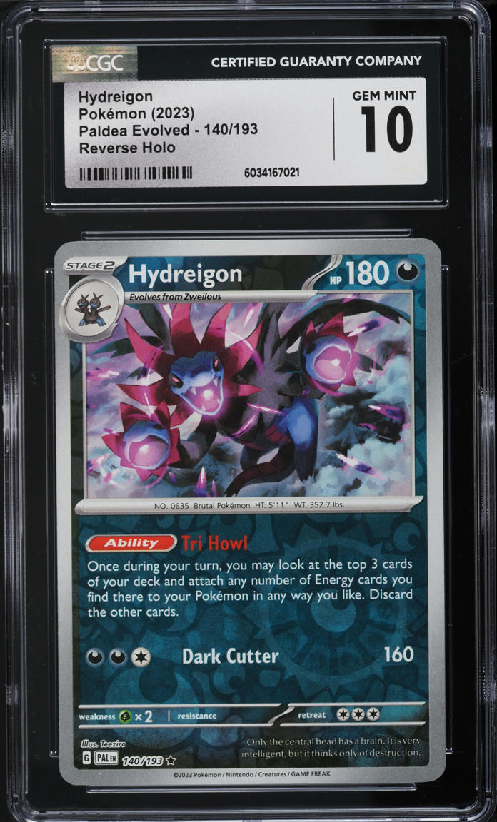 2023 Pokemon SV Paldea Evolved Reverse Holo Hydreigon #140 CGC 10 GEM MINT