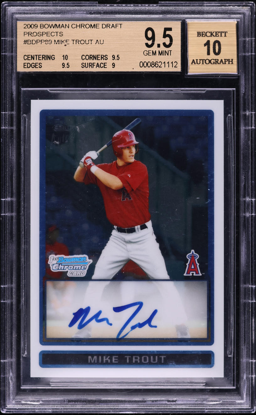 2009 Bowman Chrome Draft Mike Trout ROOKIE AUTO #BDPP89 BGS 9.5 GEM MINT