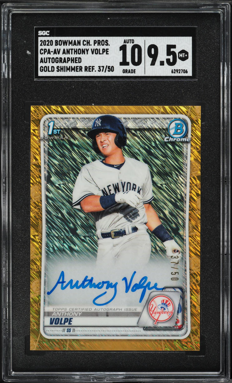 2020 Bowman Chrome Gold Shimmer Anthony Volpe PROSPECT AUTO /50 SGC 9.5 MINT+