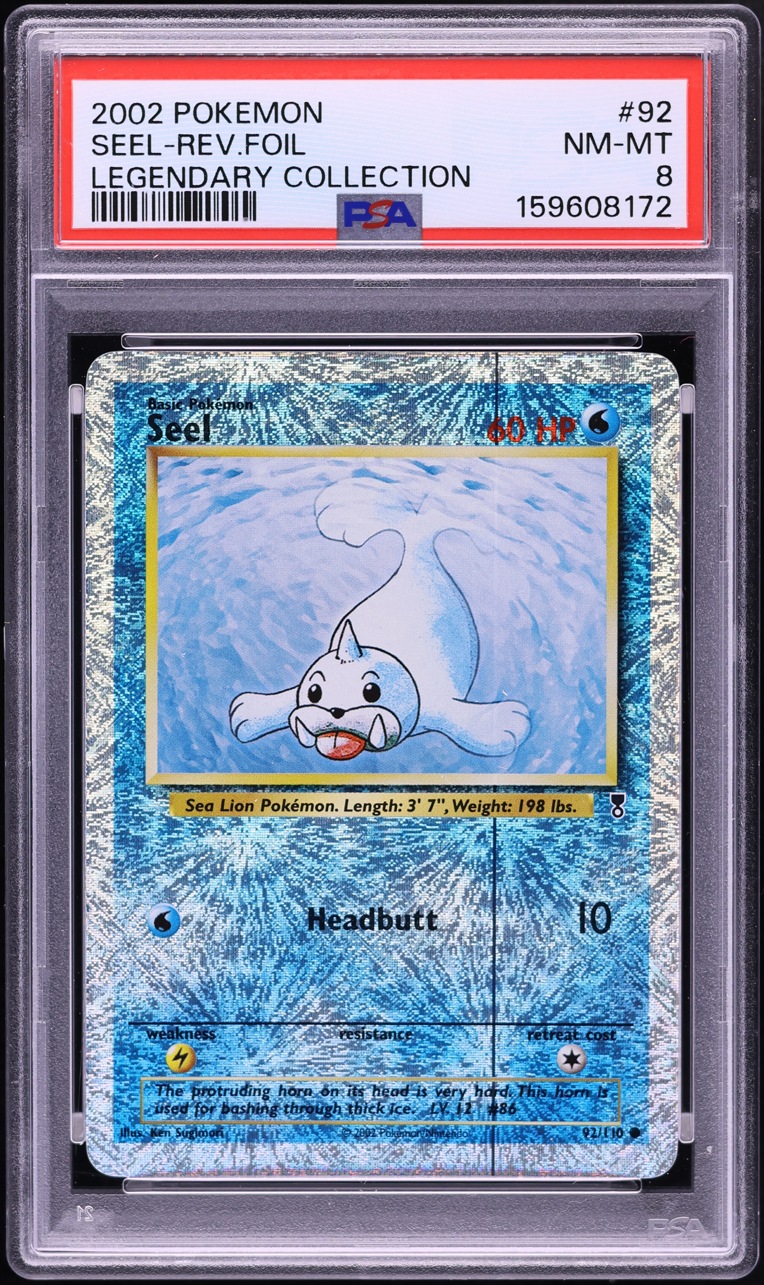 2002 Pokemon Legendary Collection Reverse Holo Seel #92 PSA 8 NM-MT
