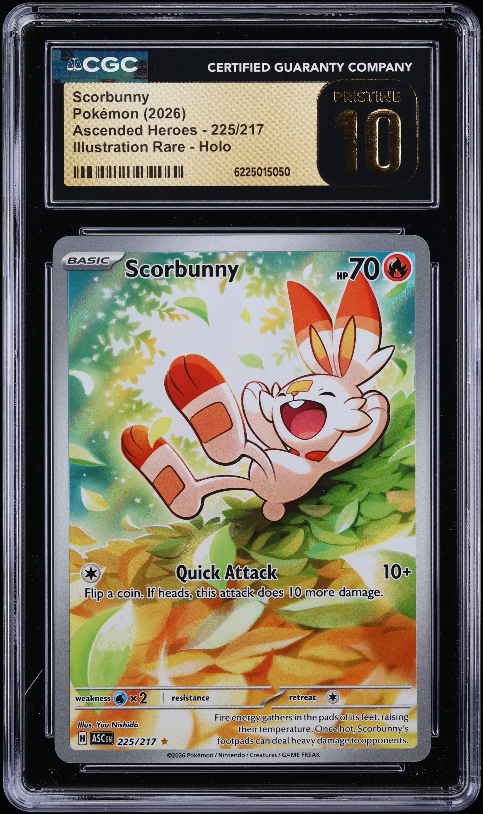 2026 Pokemon Mega Evolution Ascended Heroes IR Scorbunny #225 CGC 10 PRISTINE