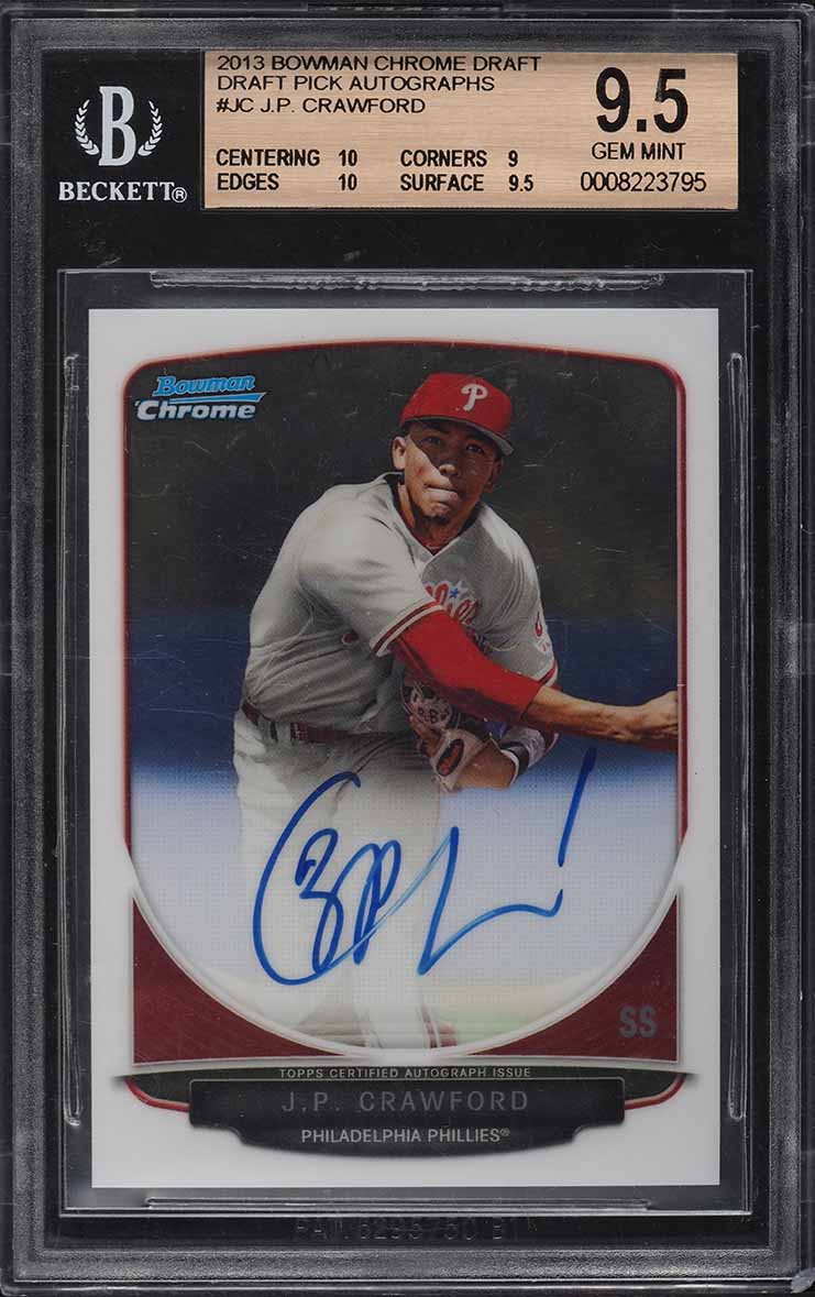 2013 Bowman Chrome Draft Pick J.P. Crawford ROOKIE AUTO #BCA-JC BGS 9.5 GEM MINT