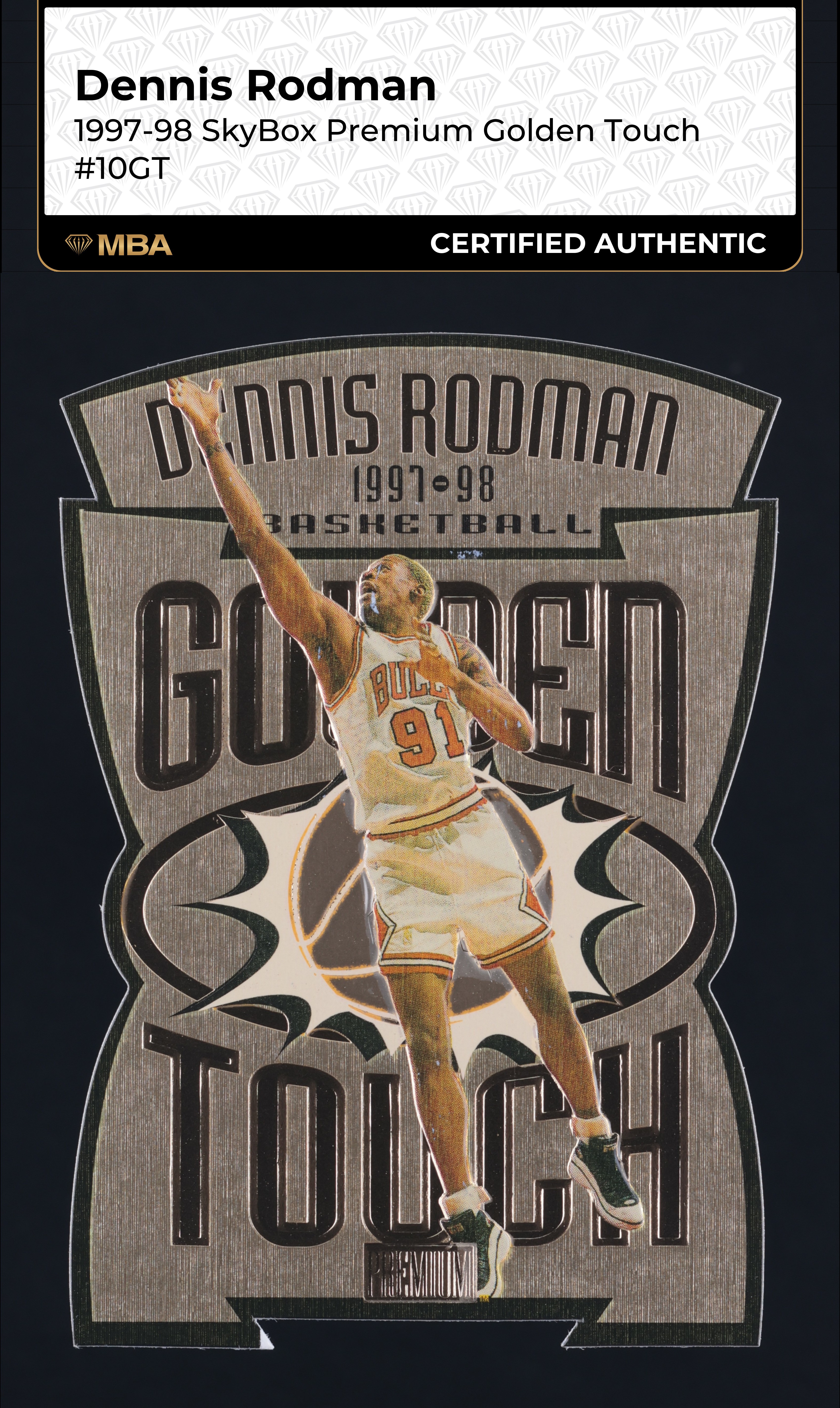1997 SkyBox Premium Golden Touch Die-Cut Dennis Rodman #10GT MBA AUTH