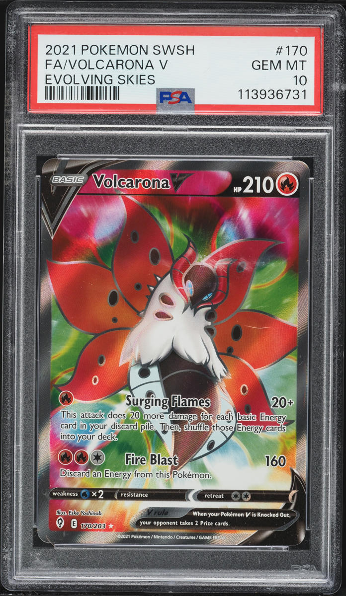 2021 Pokemon Sword & Shield Evolving Skies Full Art Volcarona V #170 PSA 10 GEM MINT