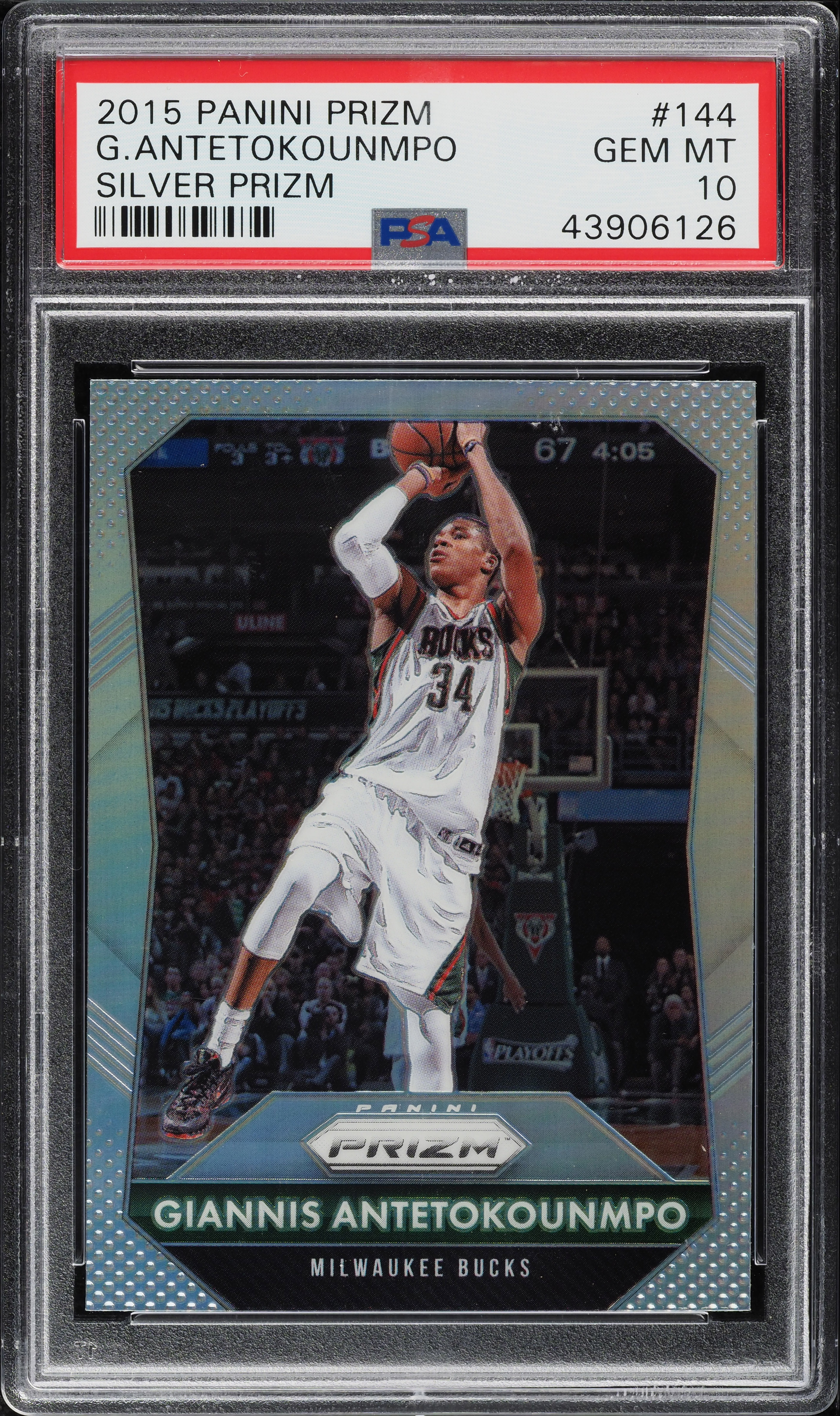 2015 Panini Prizm Silver Prizms Giannis Antetokounmpo #144 PSA 10 GEM MINT