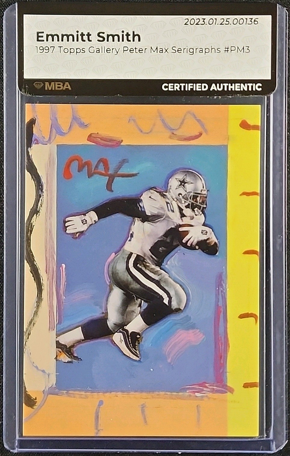 1997 Topps Gallery Peter Max Serigraphs Emmitt Smith #PM3 MBA AUTH
