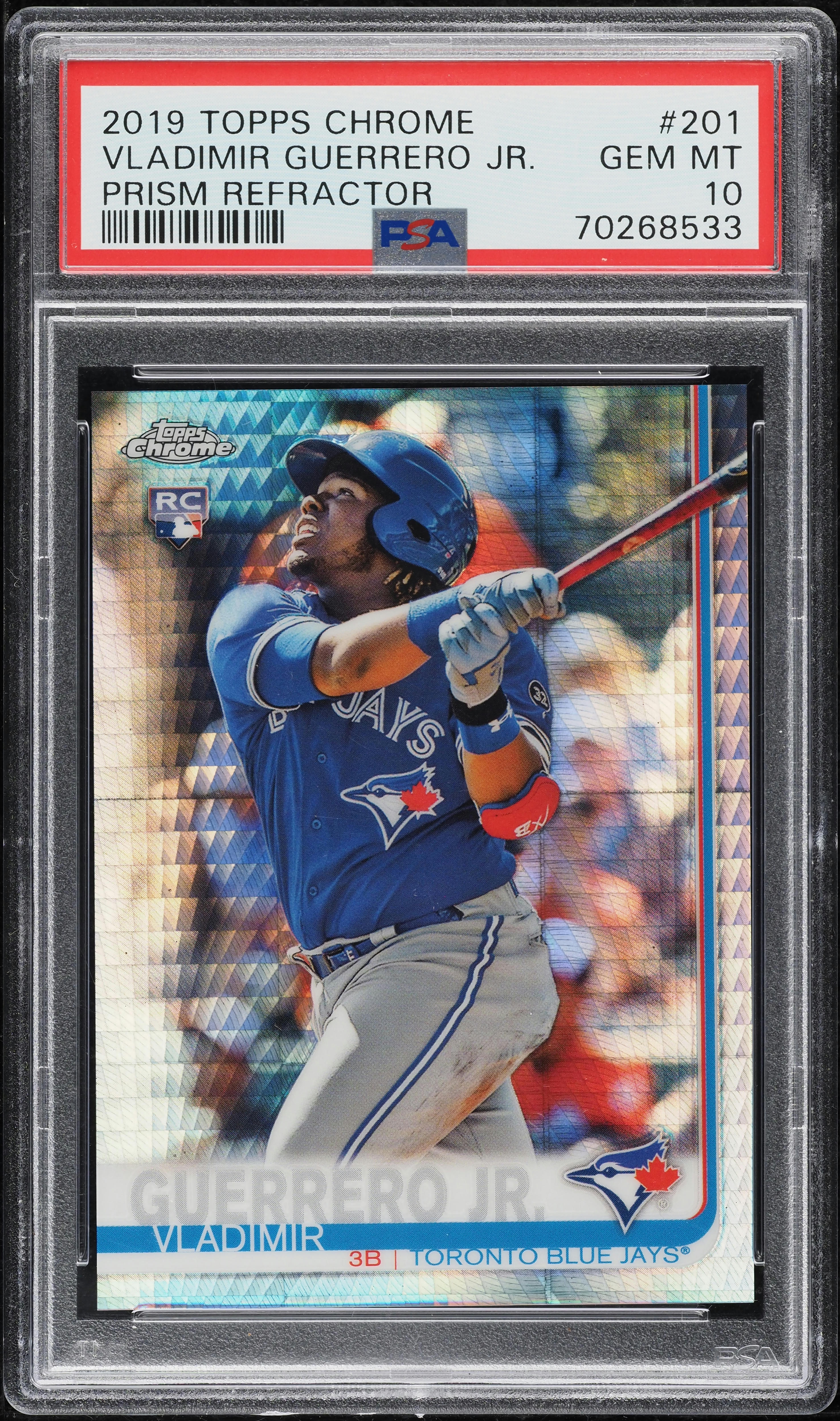 2019 Topps Chrome Prism Refractor Vladimir Guerrero Jr. ROOKIE #201 PSA 10 GEM