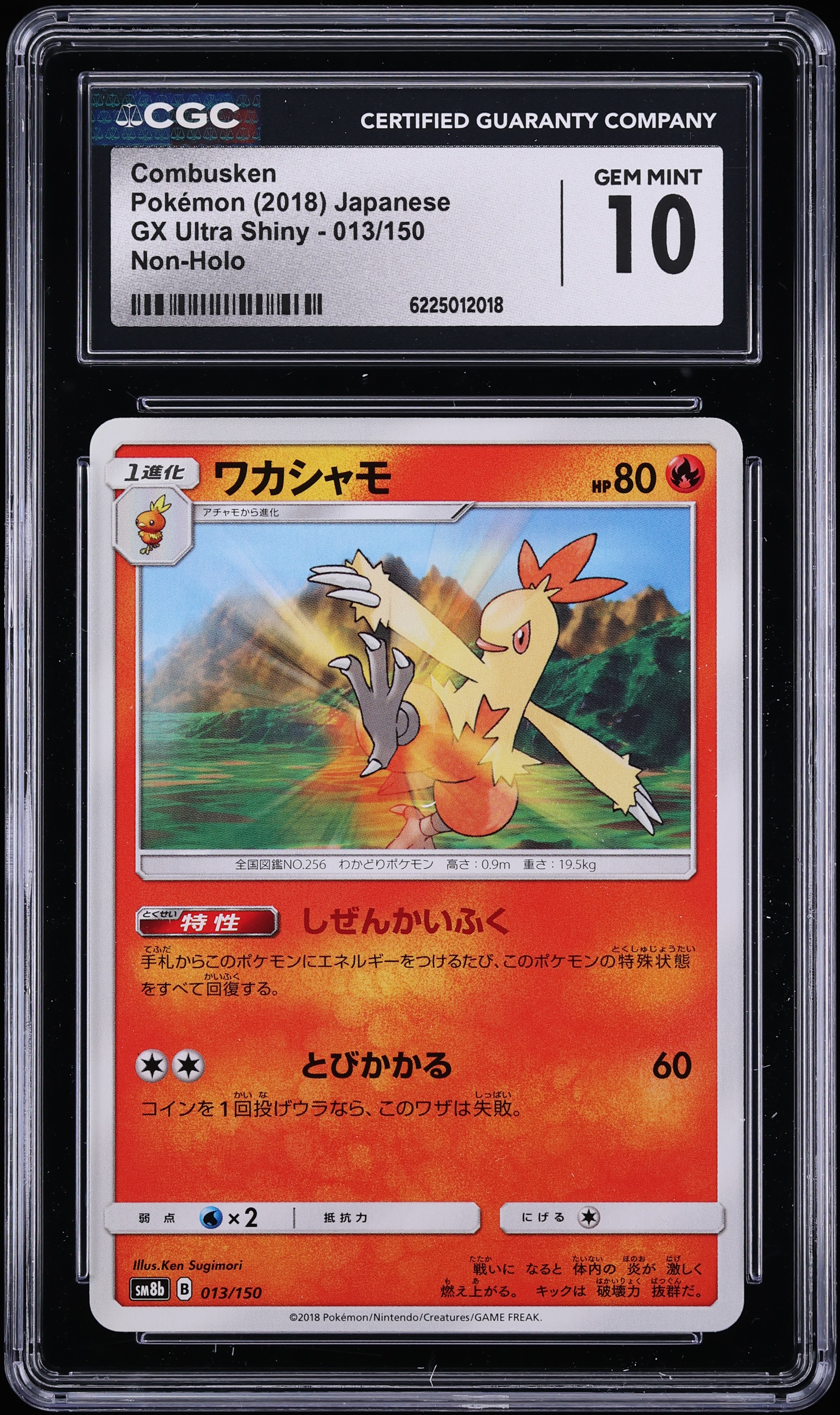 2018 Pokemon Japanese SM GX Ultra Shiny Non Holo Combusken #13 CGC 10 GEM MINT