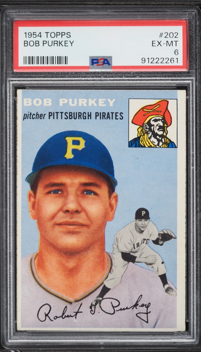 1954 Topps Bob Purkey ROOKIE #202 PSA 6 EXMT