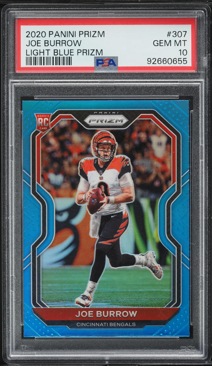 2020 Panini Prizm Light Blue Joe Burrow ROOKIE #307 PSA 10 GEM MINT