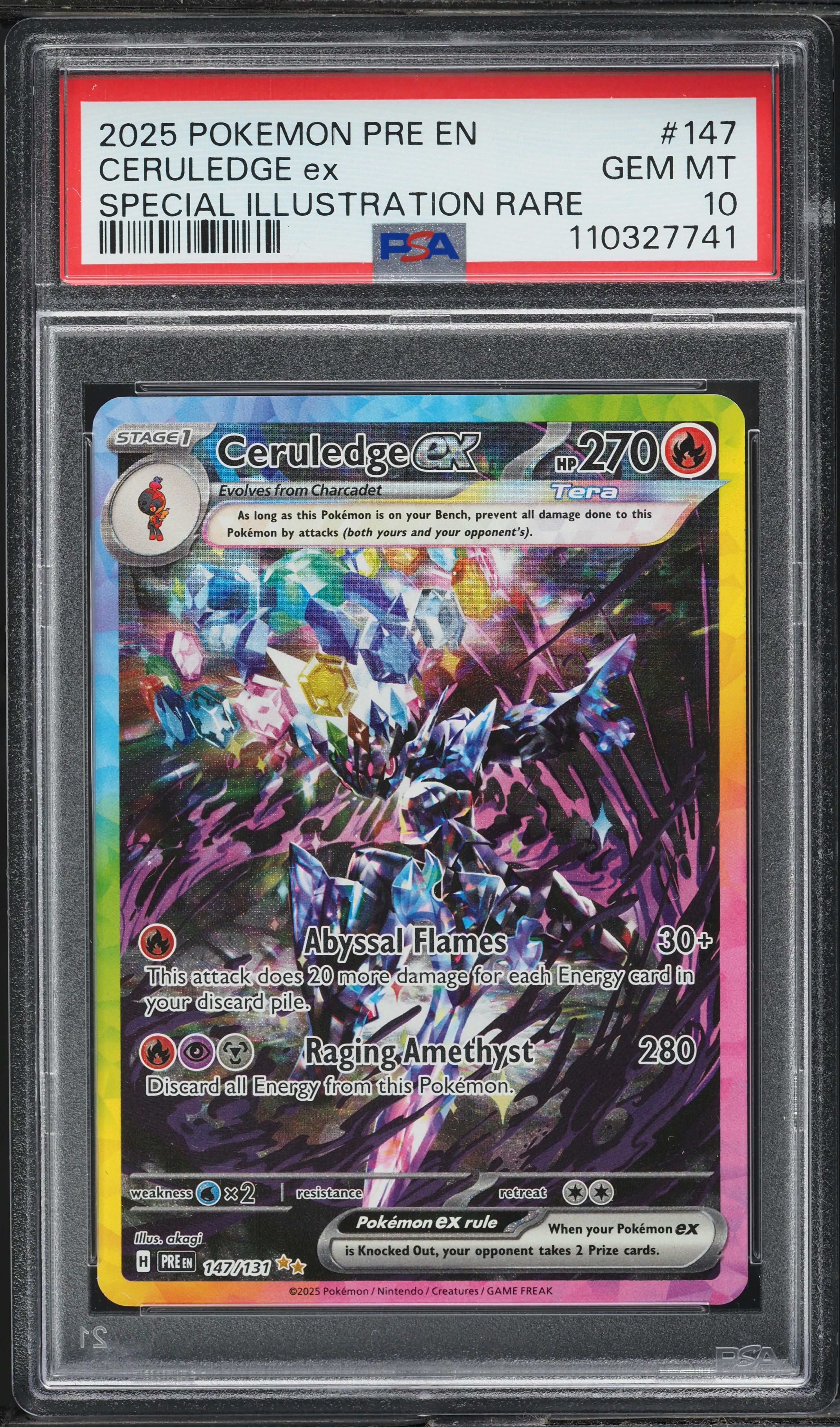 2025 Pokemon SV Prismatic Evolutions SIR Ceruledge ex #147 PSA 10 GEM MINT