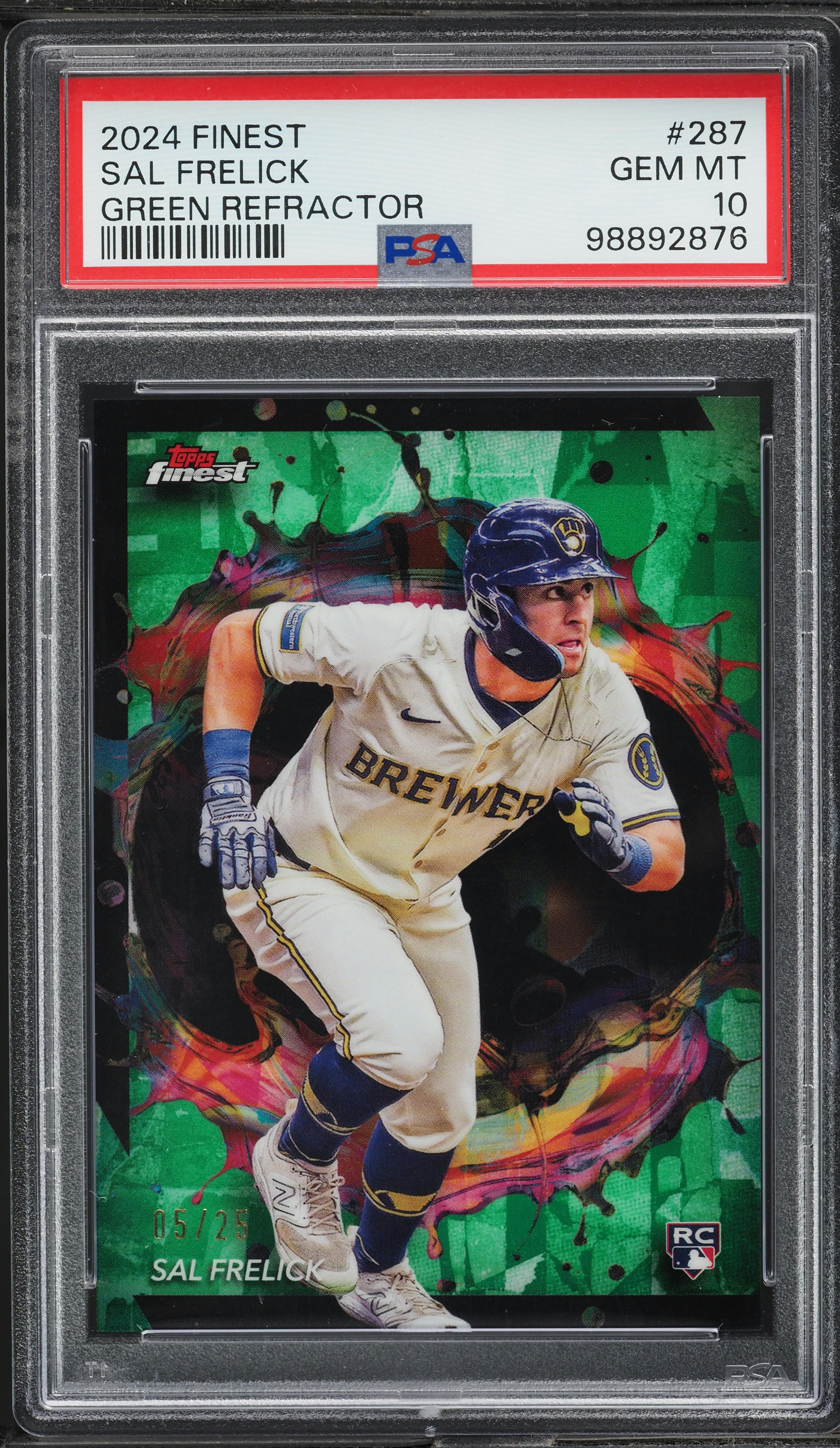 2024 Finest Green Refractor Sal Frelick ROOKIE /25 #287 PSA 10 GEM MINT