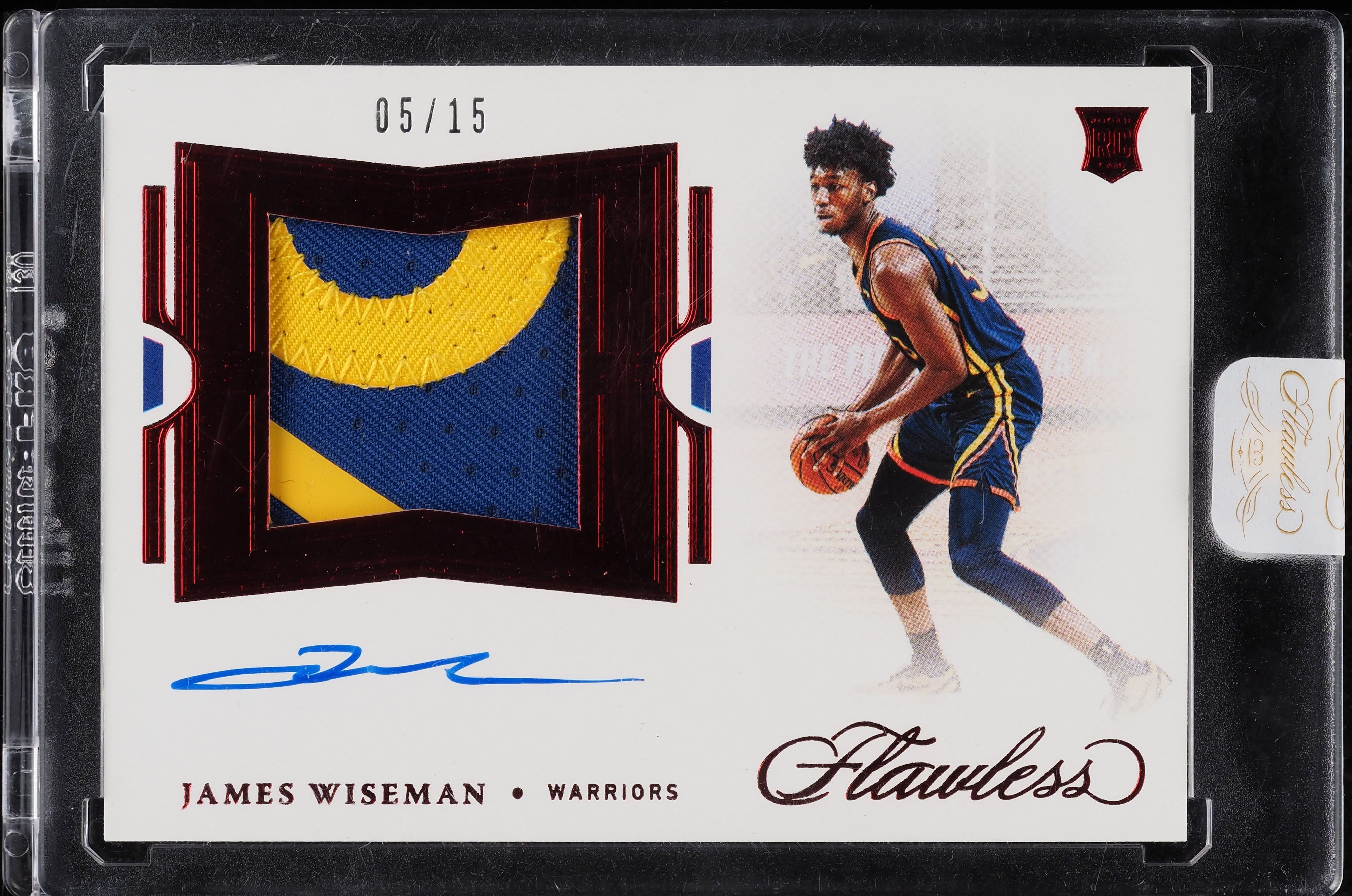 2020 Flawless Ruby James Wiseman ROOKIE PATCH AUTO /15 #FPA-WIS