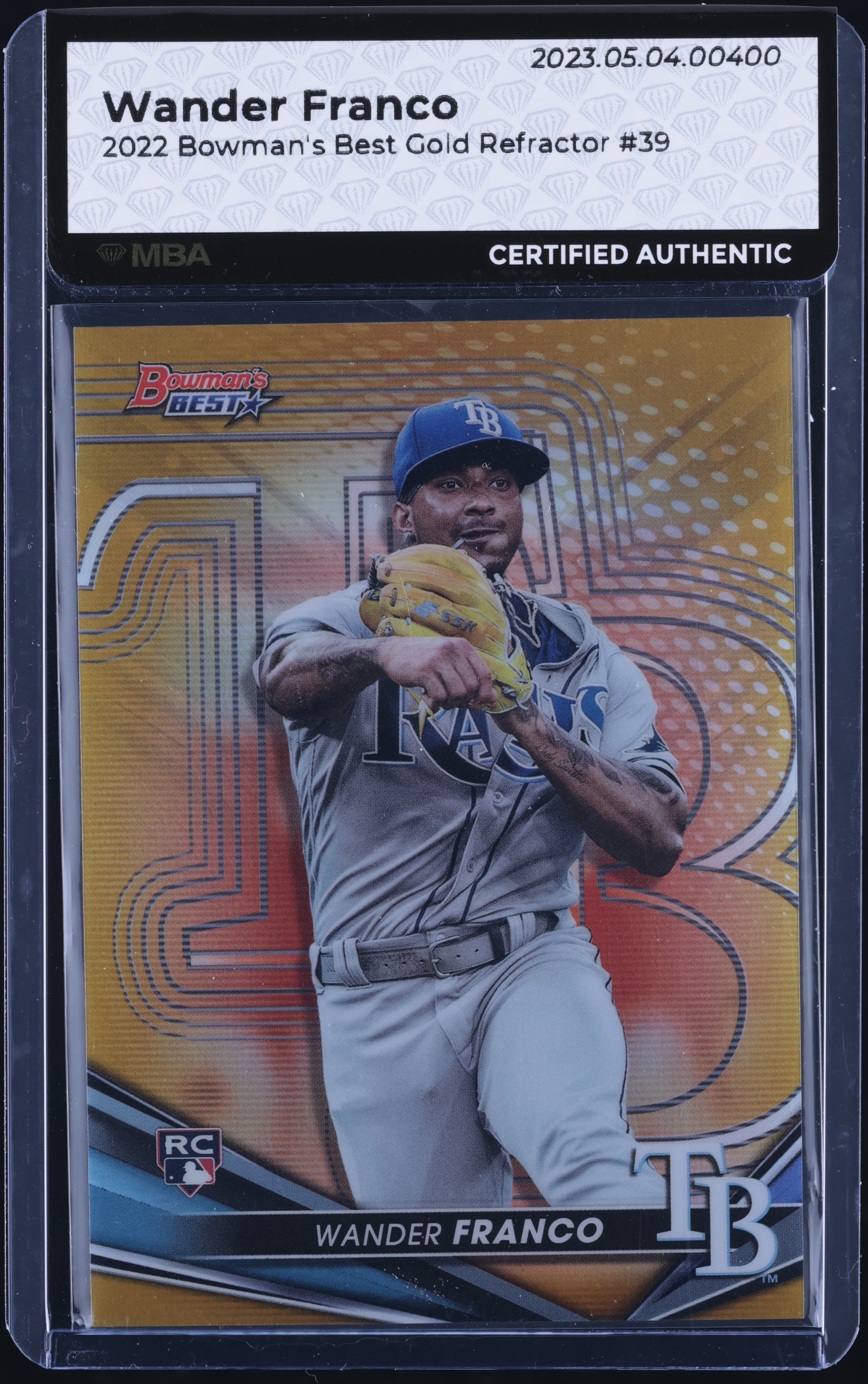 2022 Bowman's Best Gold Refractor Wander Franco ROOKIE /50 #39 MBA AUTH