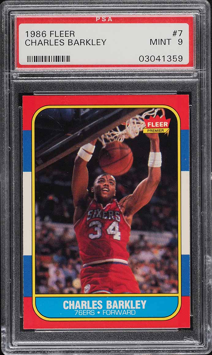1986 Fleer Basketball Charles Barkley ROOKIE #7 PSA 9 MINT