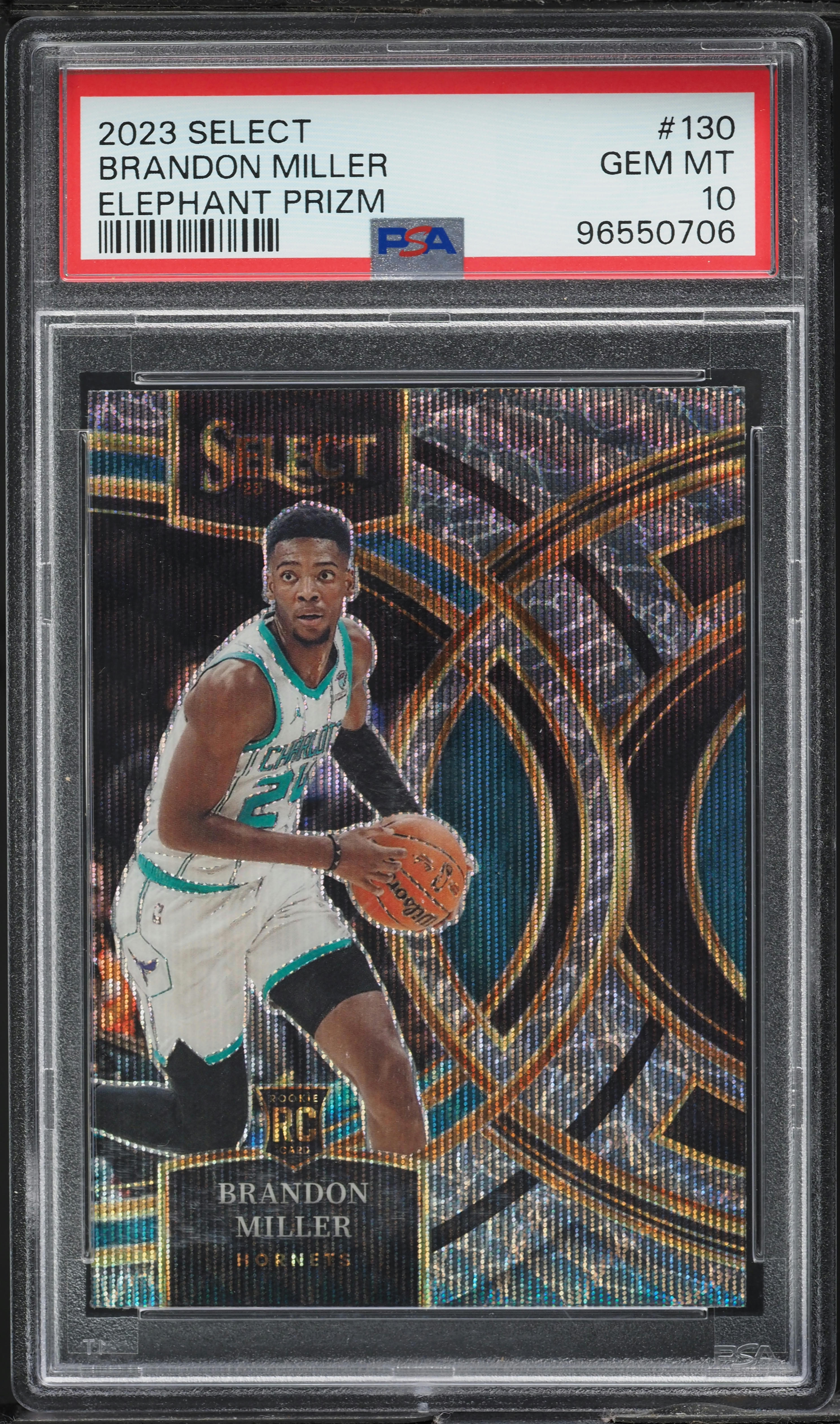 2023 Select Premier Elephant Prizm Brandon Miller ROOKIE #130 PSA 10 GEM MINT