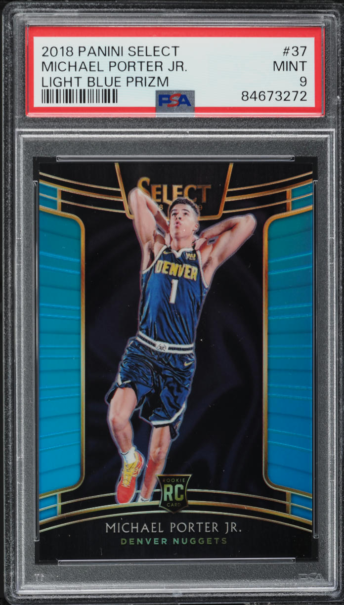2018 Select Concourse Light Blue Prizm Michael Porter Jr. ROOKIE /299 #37 PSA 9