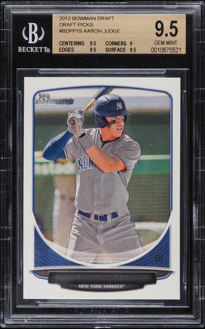 2013 Bowman Draft Picks Aaron Judge ROOKIE #BDPP19 BGS 9.5 GEM MINT
