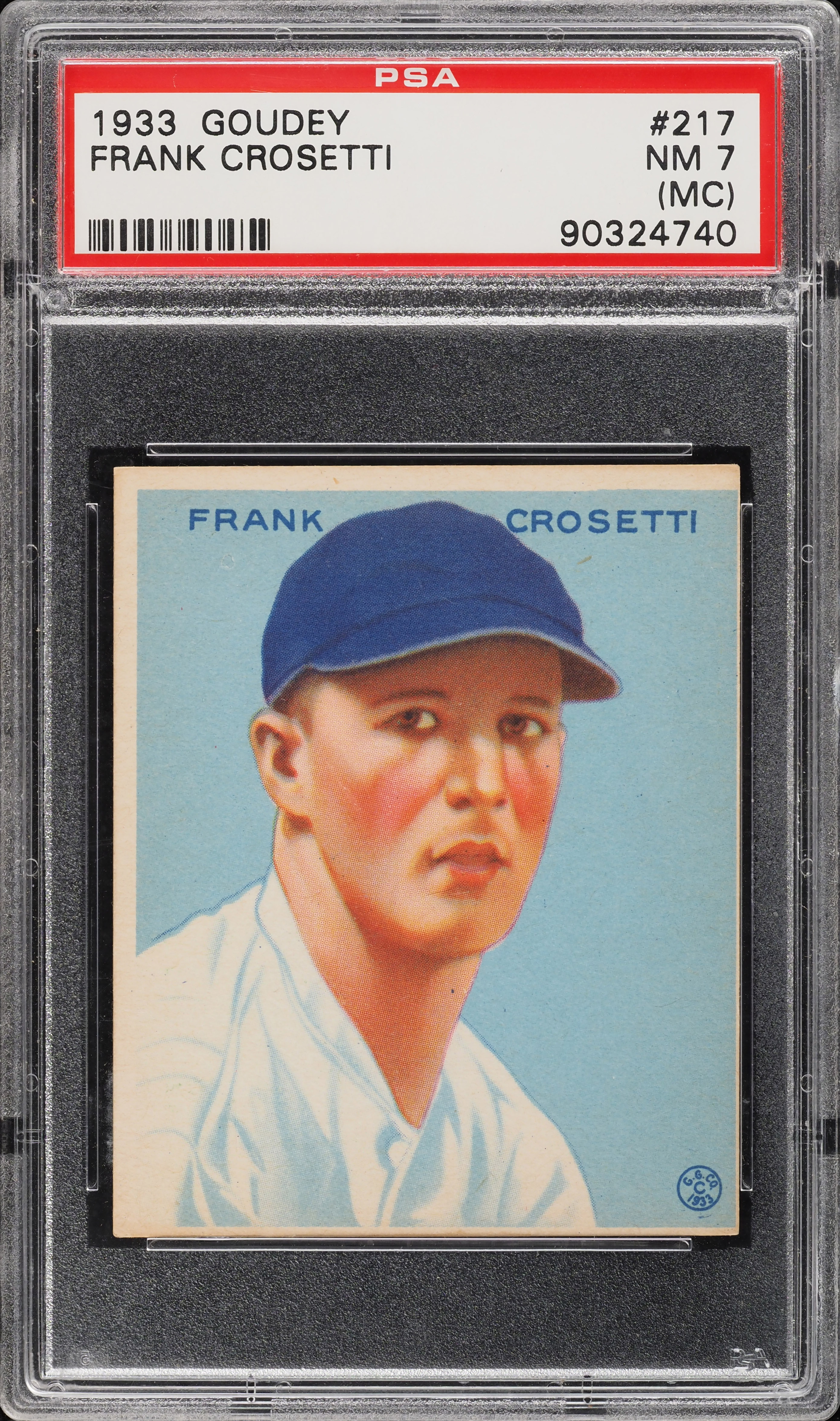 1933 Goudey Frank Crosetti #217 PSA 7 NRMT