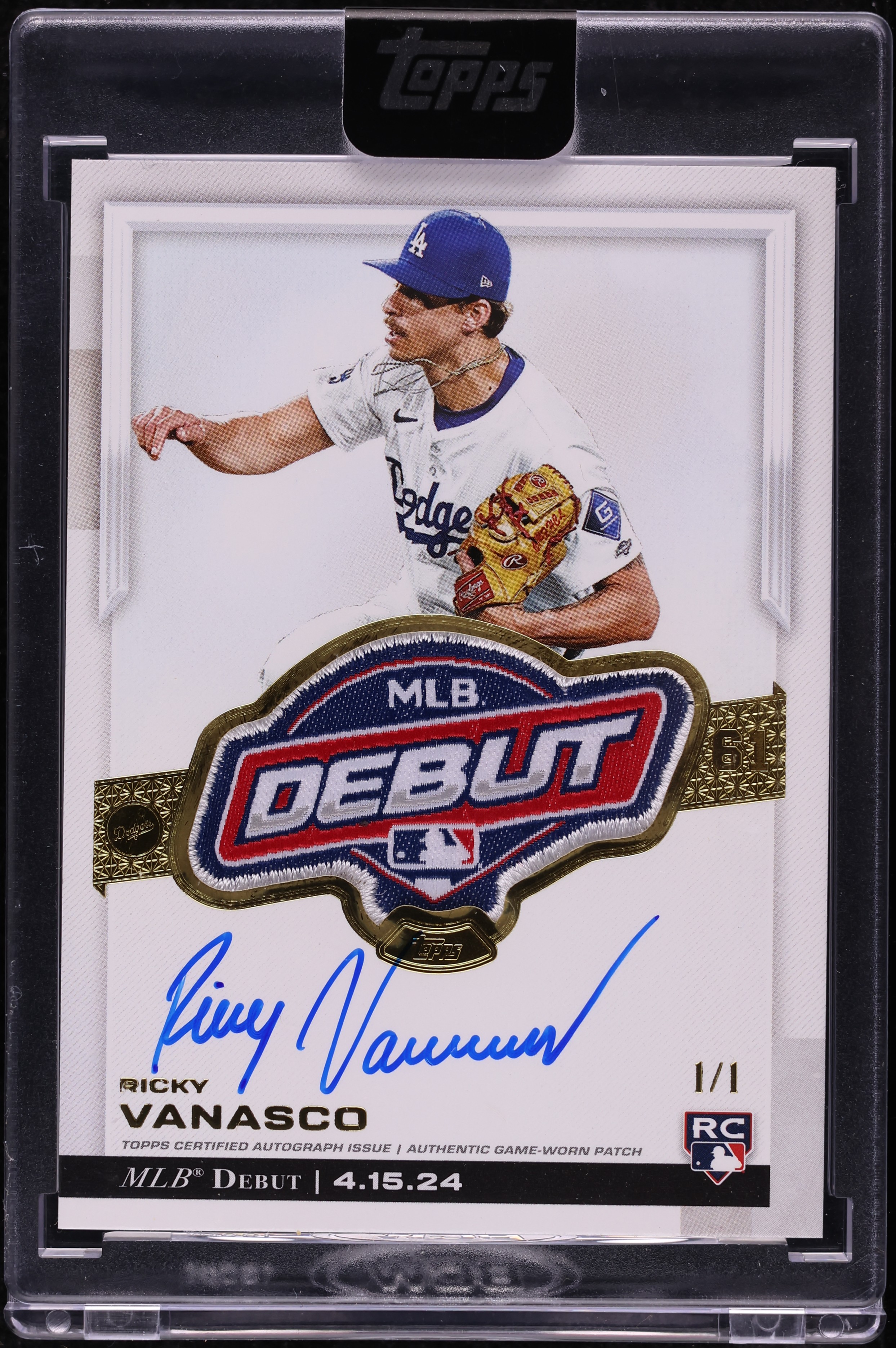 2024 Topps Chrome Update Ricky Vanasco ROOKIE MLB DEBUT PATCH AUTO 1/1