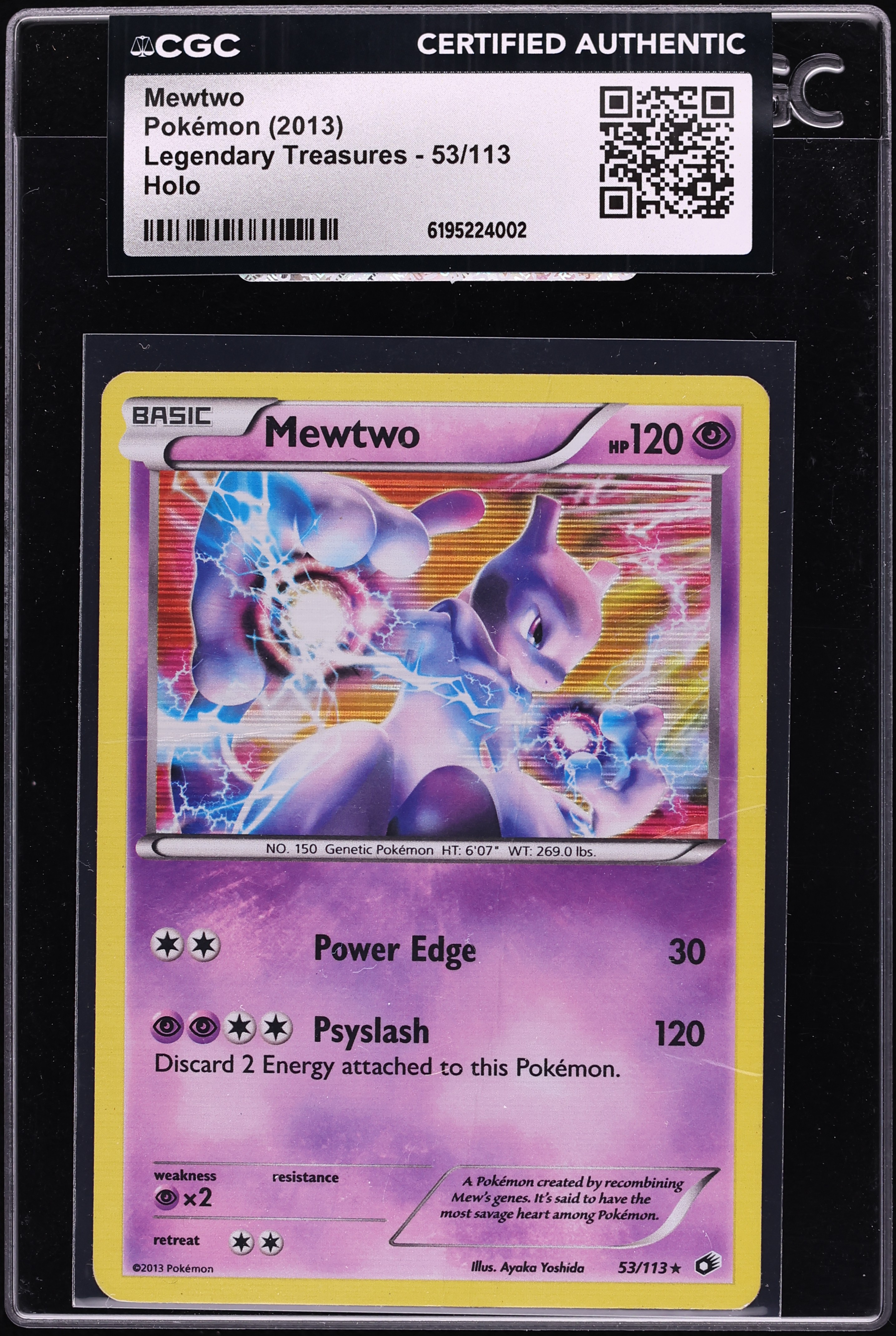 2013 Pokemon Black & White Legendary Treasures Holo Mewtwo #53 CGC AUTH