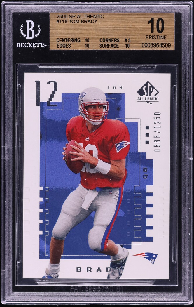 2000 SP Authentic Tom Brady ROOKIE /1250 #118 BGS 10 PRISTINE
