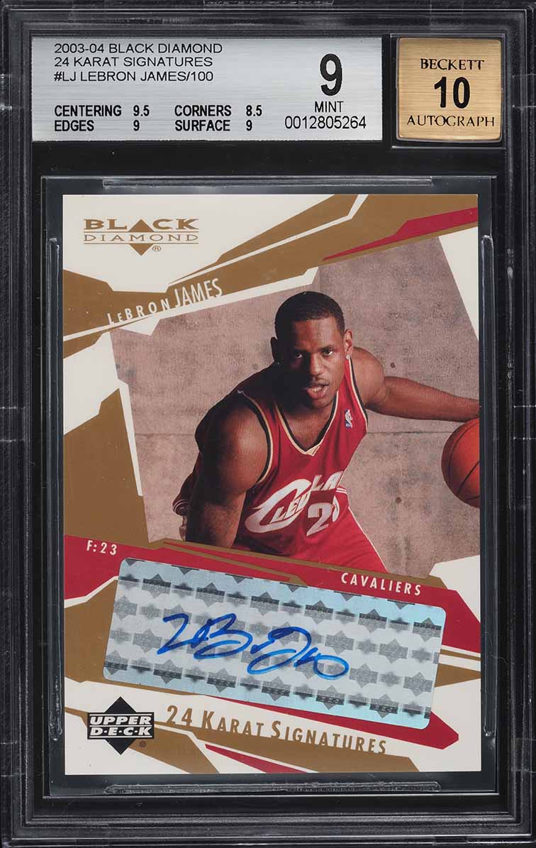 2003 Black Diamond 24 Karat Signatures LeBron James ROOKIE RC AUTO /100 BGS 9 MT
