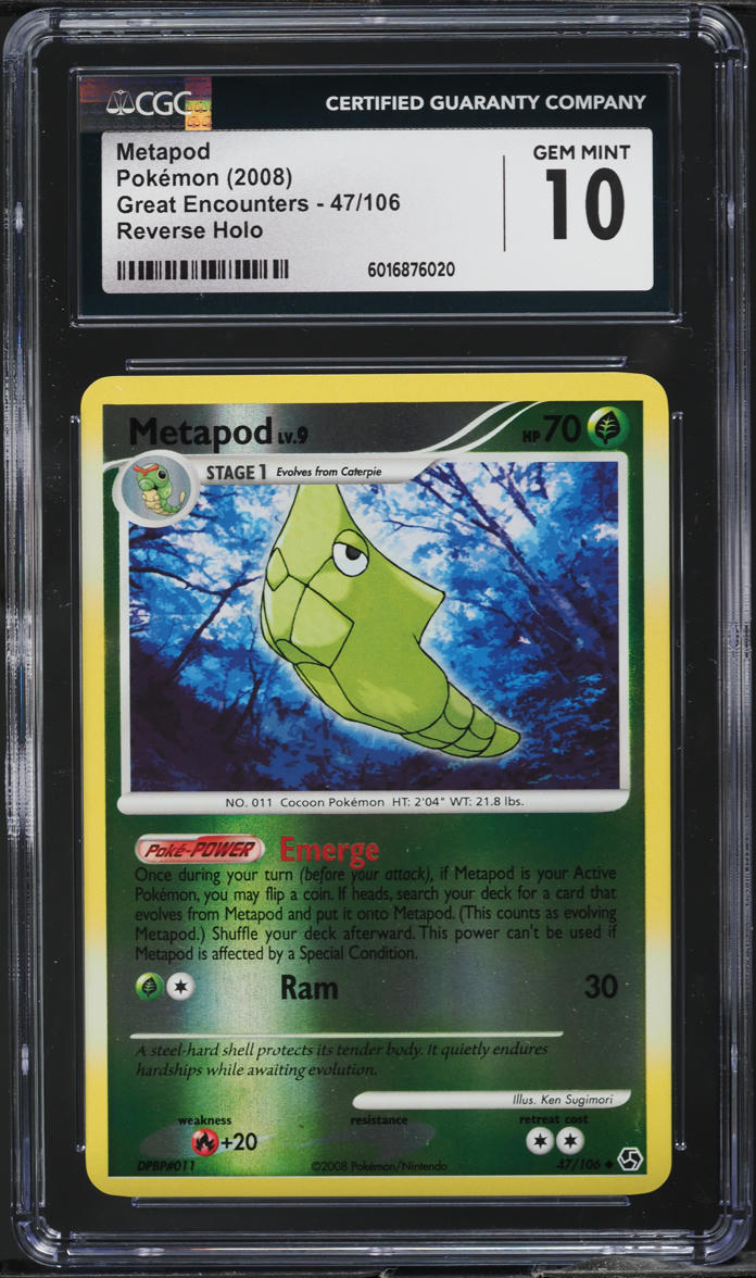 2008 Pokemon Diamond & Pearl Great Encounters Reverse Holo Metapod #47 CGC 10