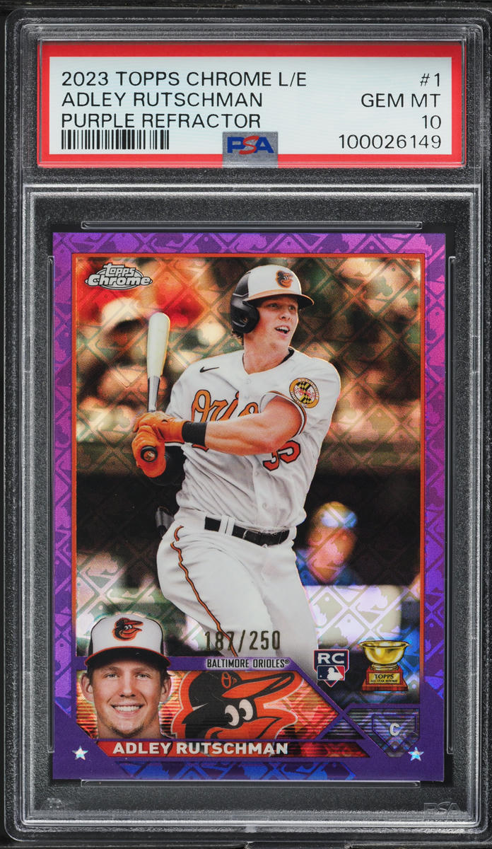 2023 Topps Chrome Logofractor Purple Refractor Adley Rutschman RC /250 PSA 10